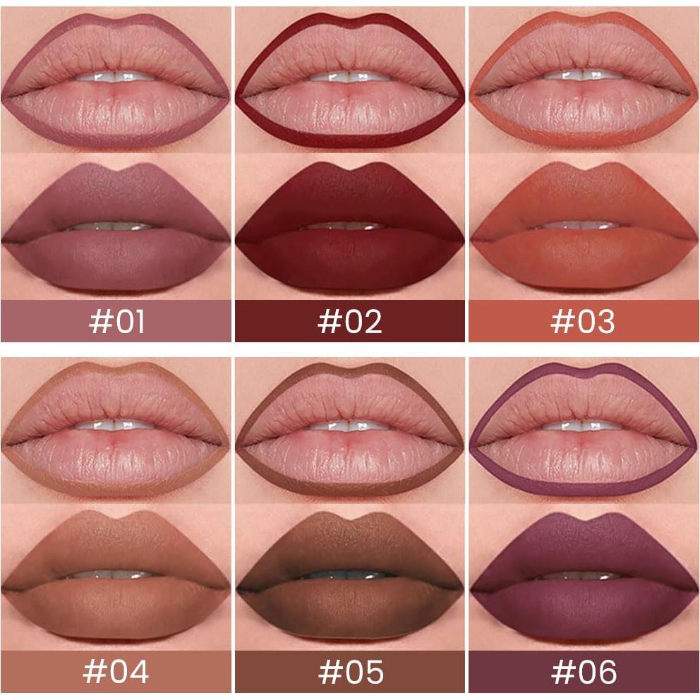 Set 6 Lápices Labiales Mate SUAKE - Colores Vibrantes 16.8cm