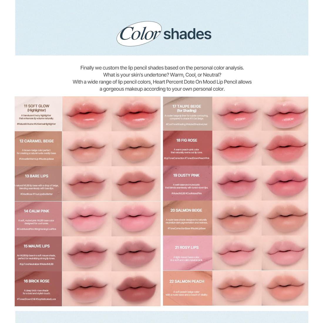 Dote On Mood Lip Liner Pencil, Long-Lasting Creamy Lip Crayon Smooth Lipliner Retractable Lipstick Overlip Line Color 0.8g, #13. Bare Lips