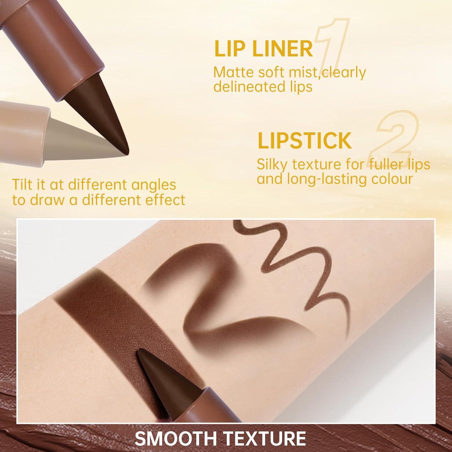 Juego de Labios Nude Marrón - Lápiz y Brillo Labial