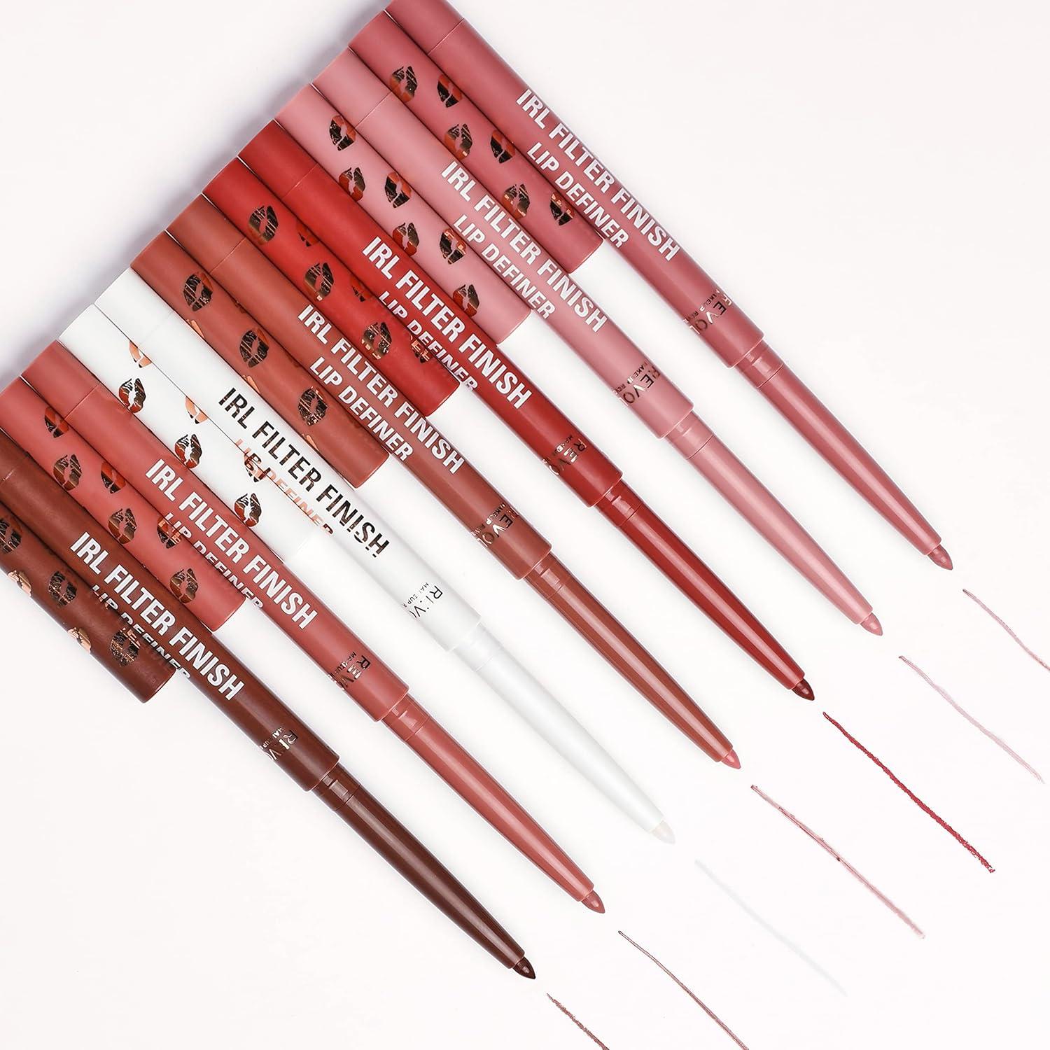 Revolution Beauty London, IRL Filter Finish Lip Liner Definer Caramel Syrup Waterproof Long Lasting Set with Matching Lipsticks or Lip Gloss
