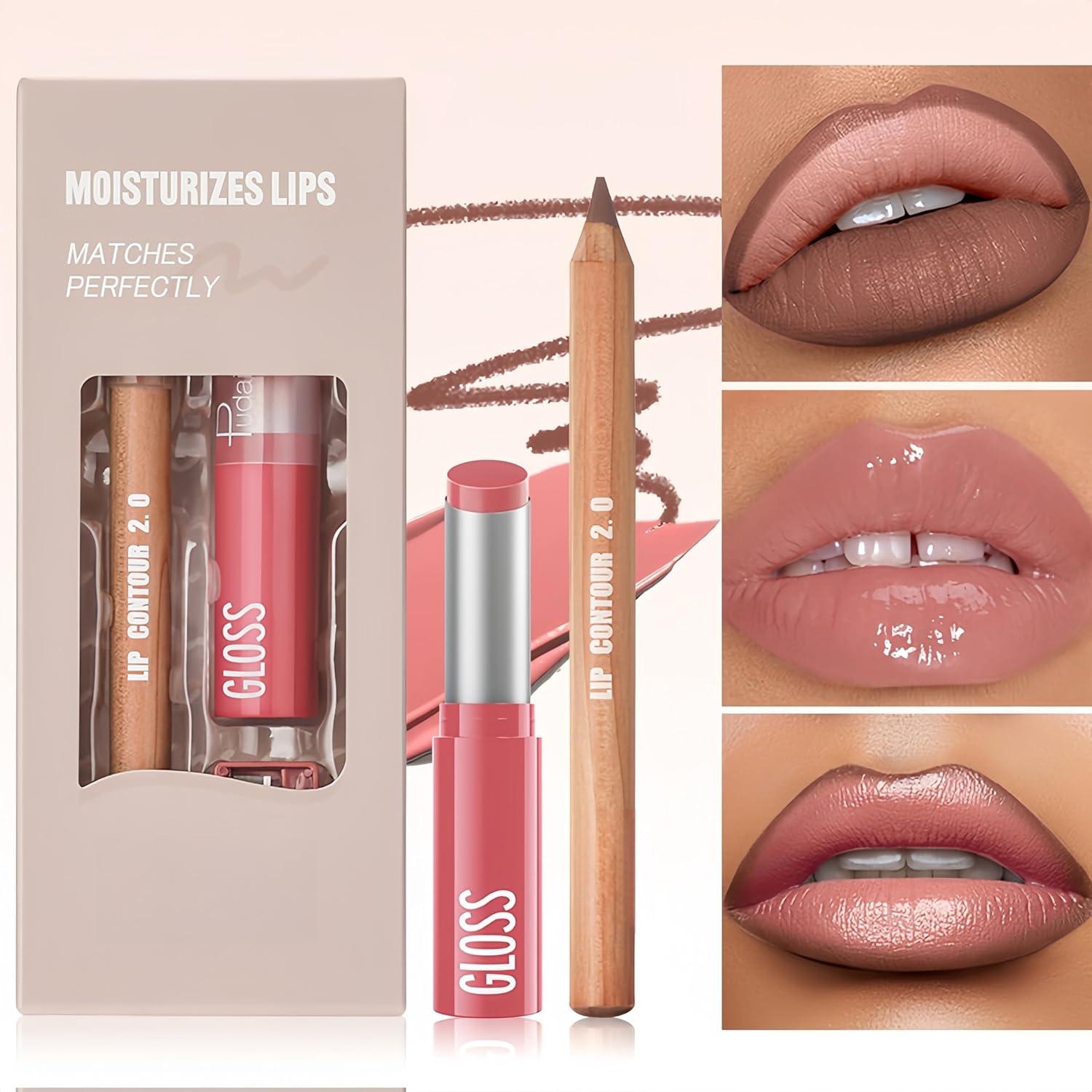 Juego de Lápiz Labial y Delineador Melemando 2PCS Hidratante