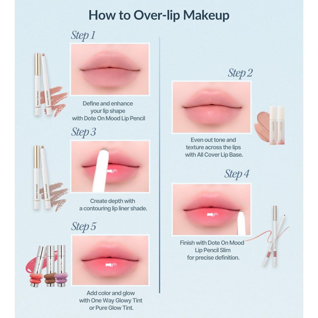 Dote On Mood Lip Pencil Slim, Defines and Fills Creamy Lip Liner Retractable Lipstick Pencil with Built-In Sharpener, #01. Peach Beige