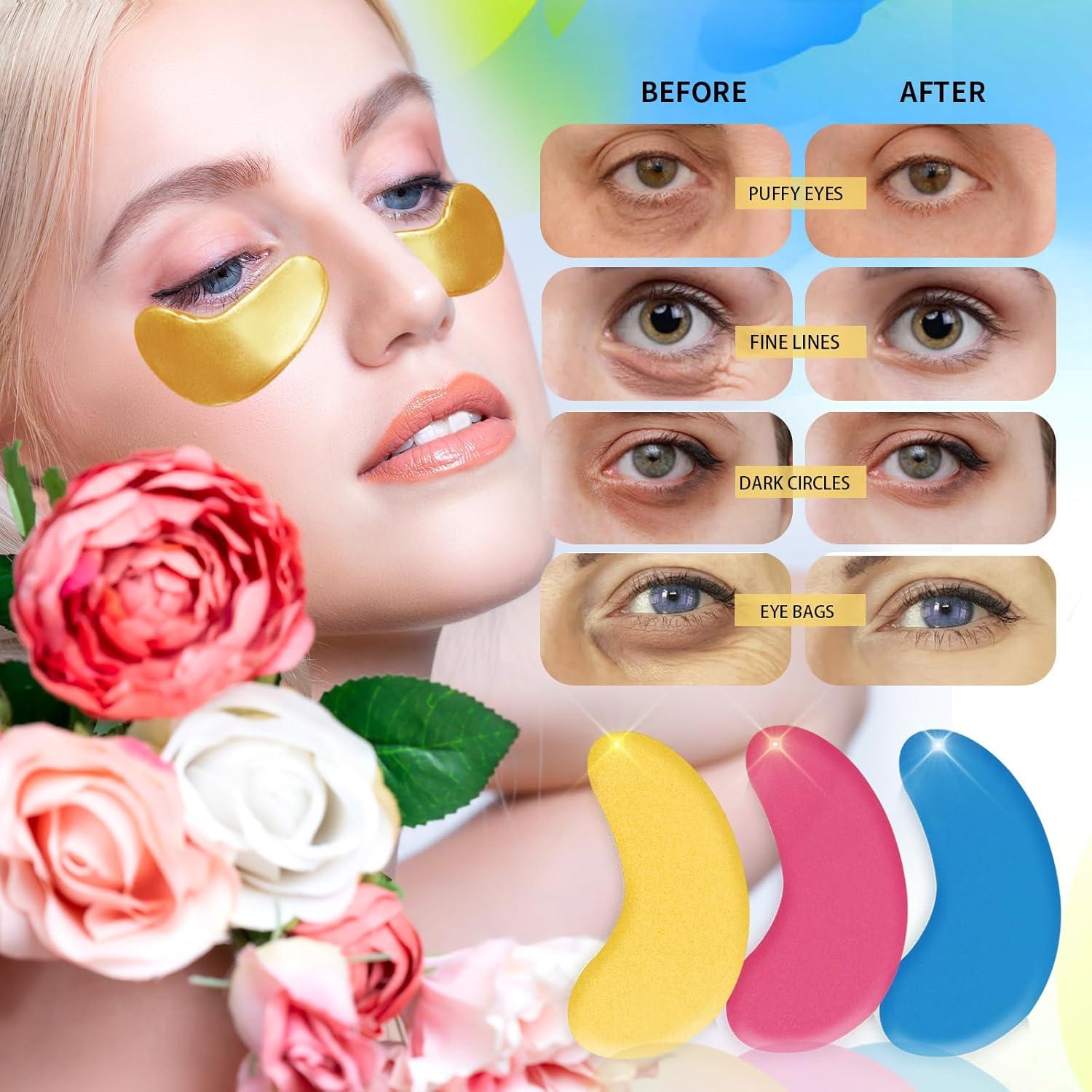 Parche para Ojos Qyiywim 30 Pares Oro 24K Ácido Hialurónico