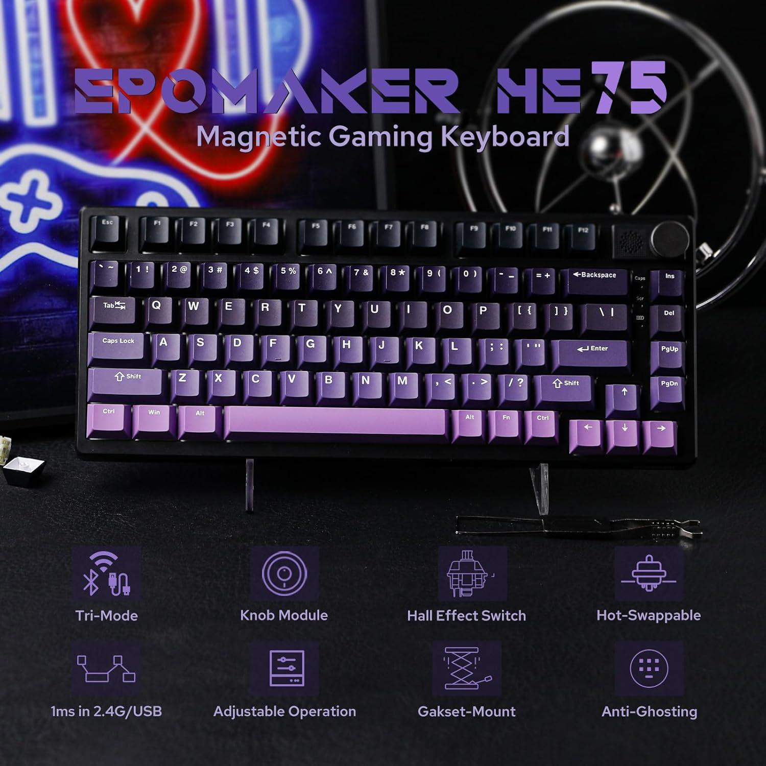 Teclado Inalámbrico EPOMAKER HE75 RGB Magnético 81 Teclas