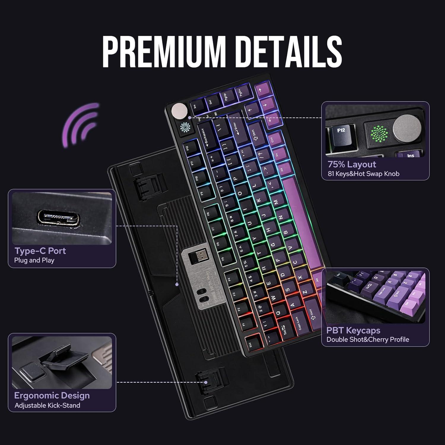 Teclado Inalámbrico EPOMAKER HE75 RGB Magnético 81 Teclas