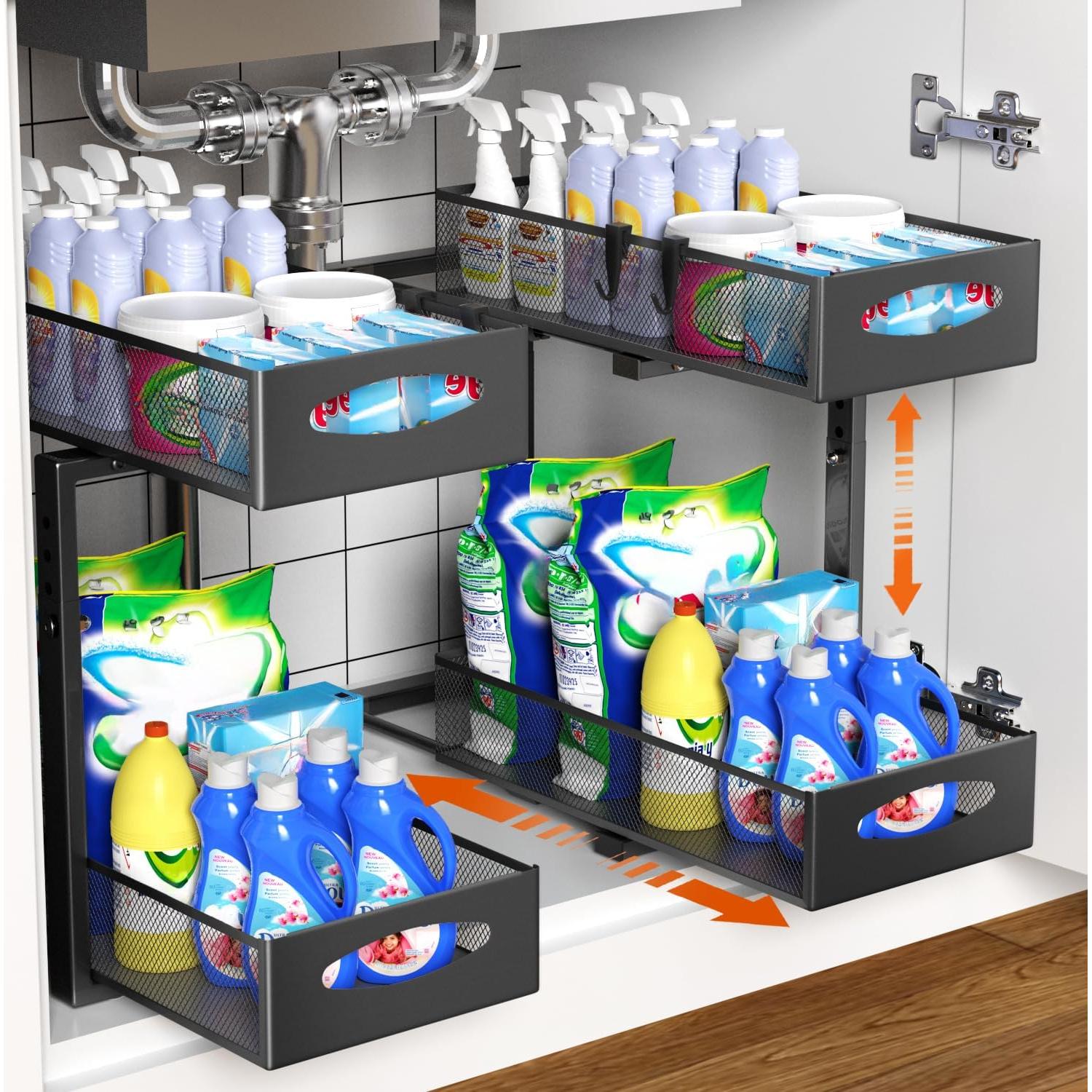 Organizador Bajo Fregadero Housolution 2 Niveles Ajustable Negro