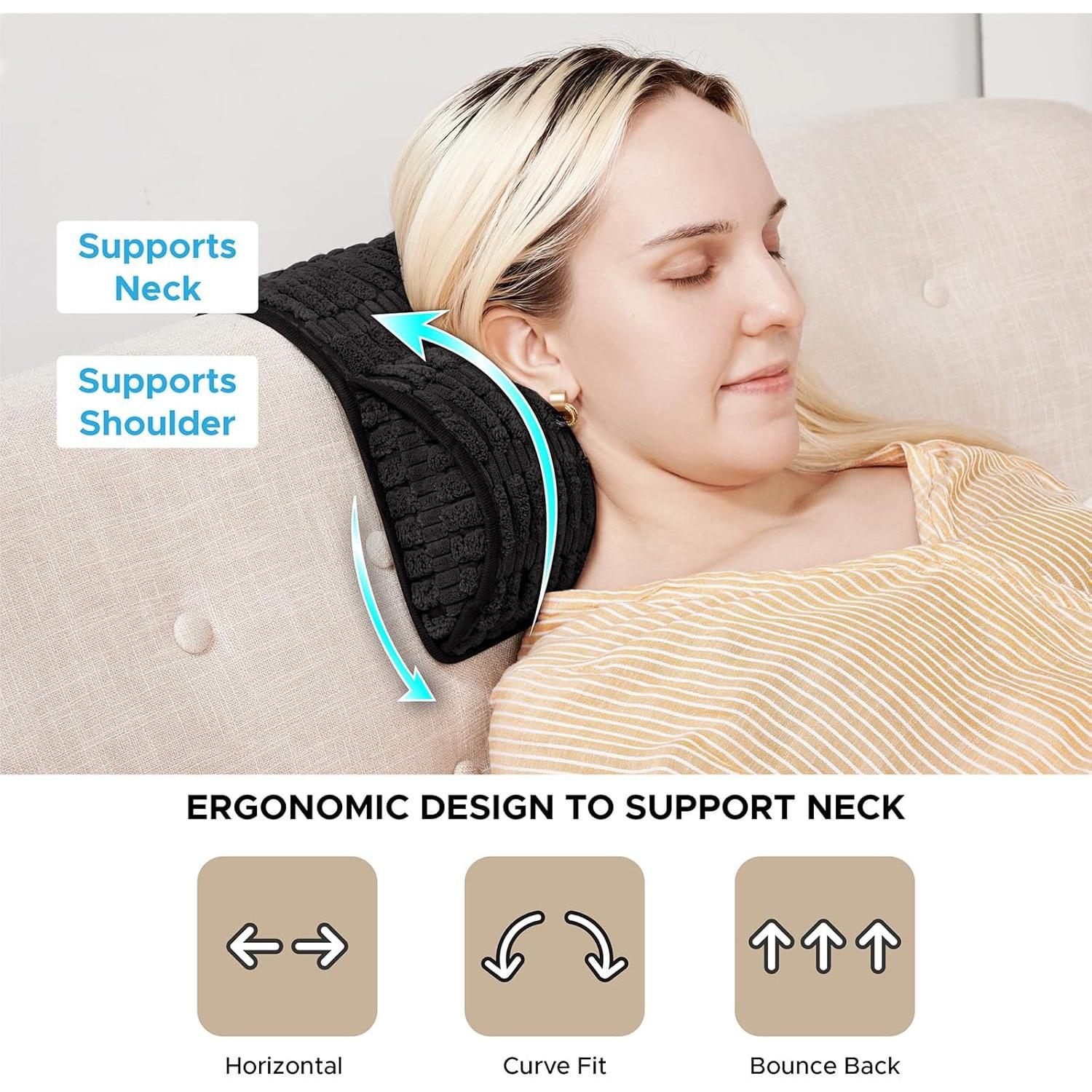 Cojín de Reposacabezas WdFour Espuma Viscoelástica Negro 33x14 cm