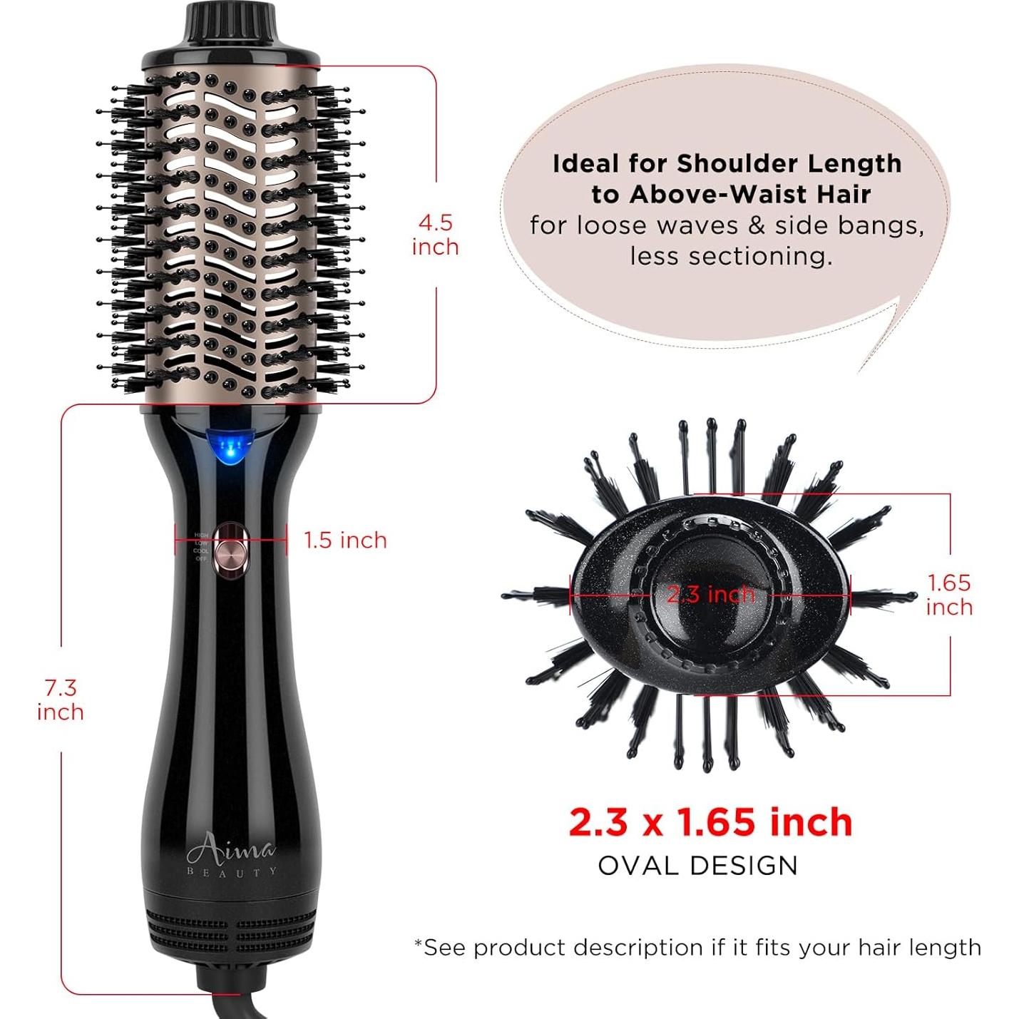 Secador y Cepillo Volumizador Aima Beauty 4 en 1 Negro 1100W