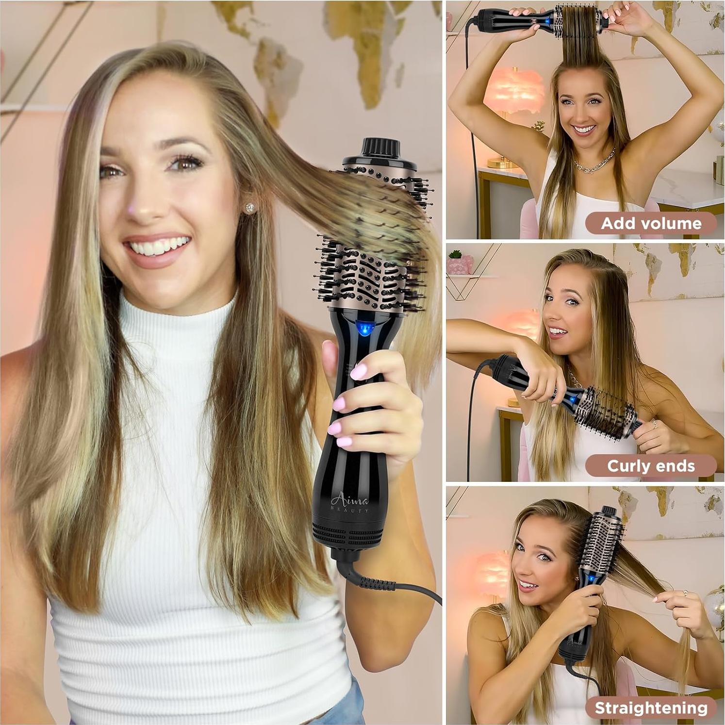 Secador y Cepillo Volumizador Aima Beauty 4 en 1 Negro 1100W