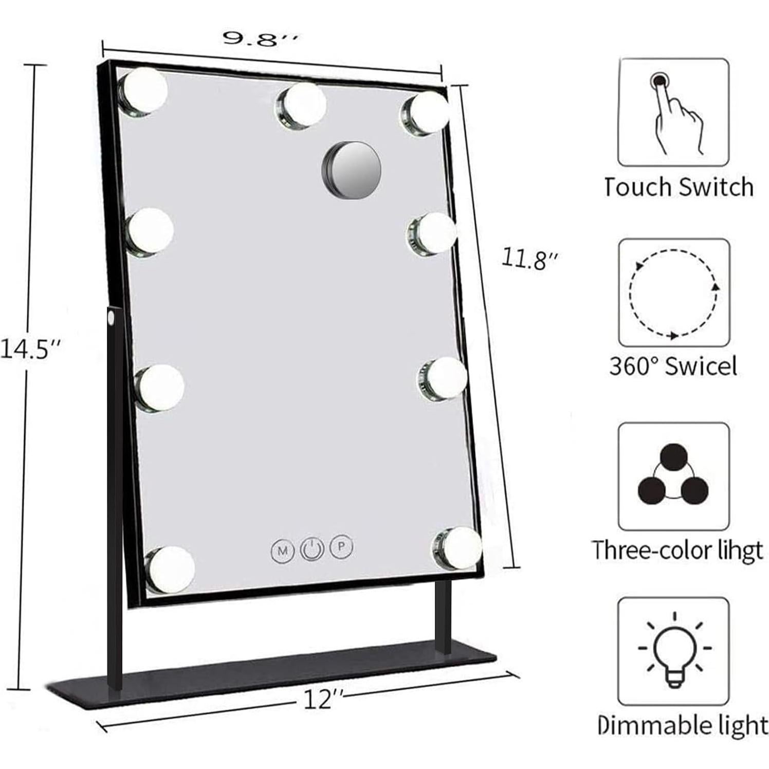 Espejo de Maquillaje Iluminado Hansong 25x30cm 10X Aumento