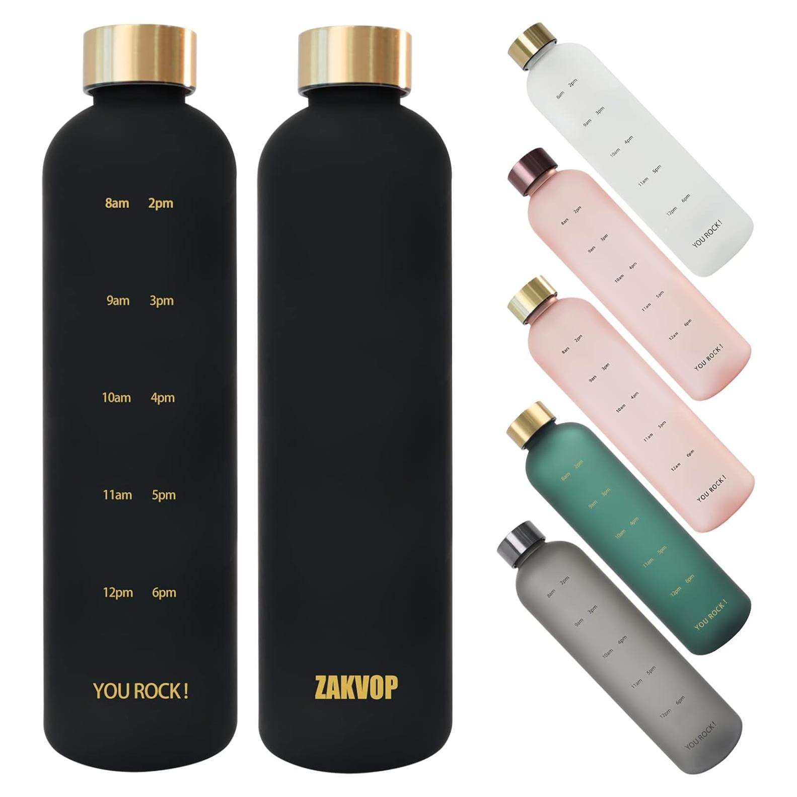 Botella de Agua Reutilizable ZAKVOP 32oz con Marcador de Tiempo