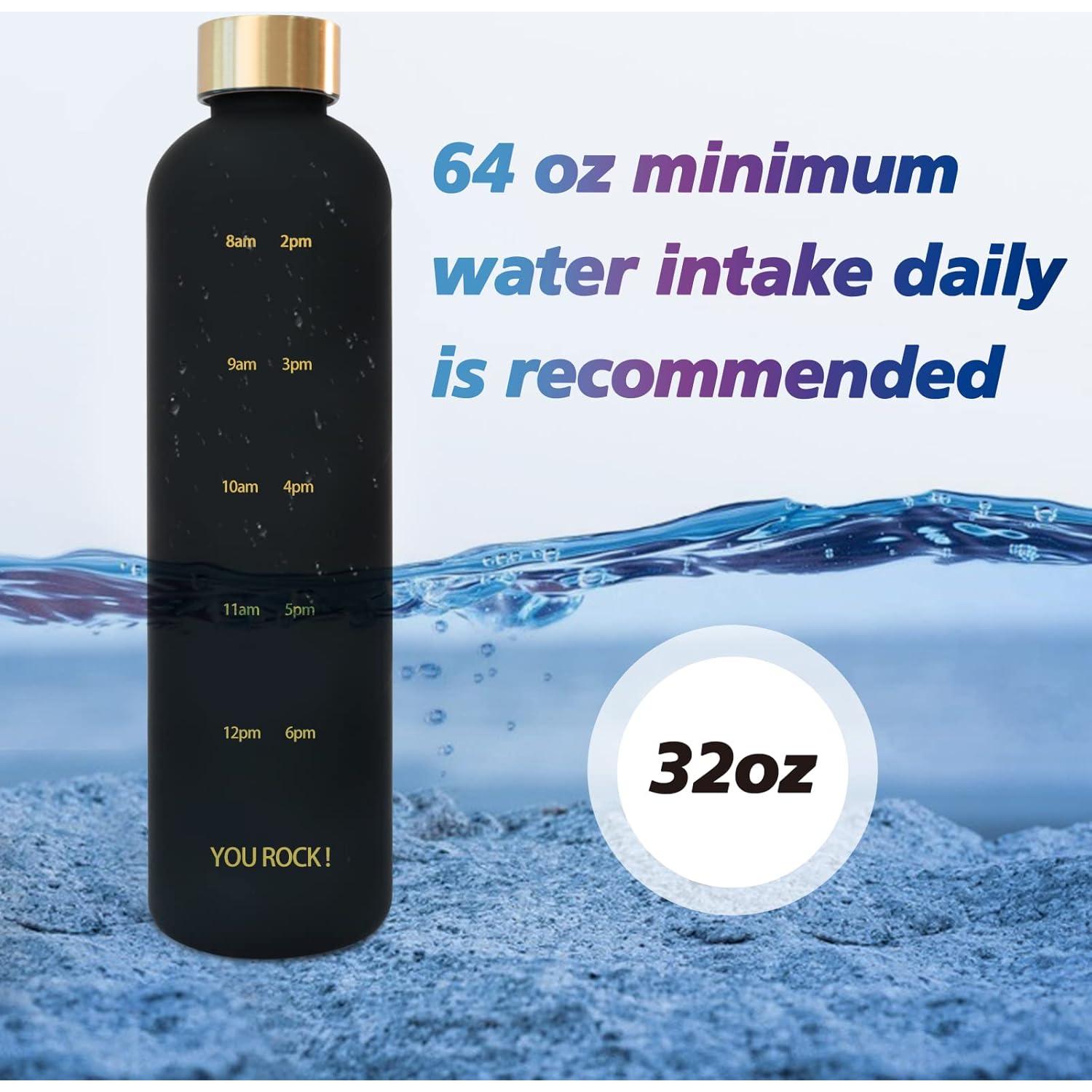 Botella de Agua Reutilizable ZAKVOP 32oz con Marcador de Tiempo