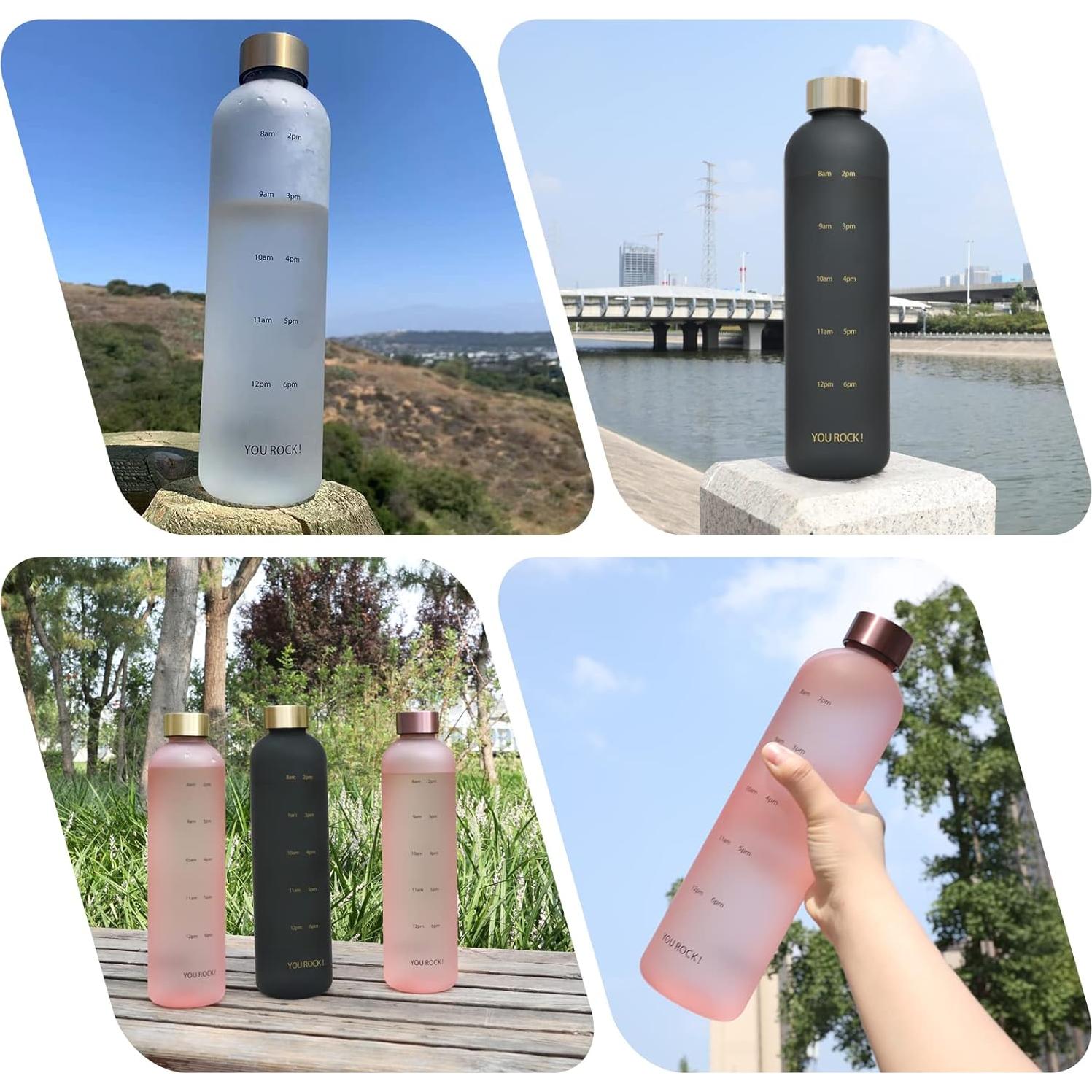 Botella de Agua Reutilizable ZAKVOP 32oz con Marcador de Tiempo