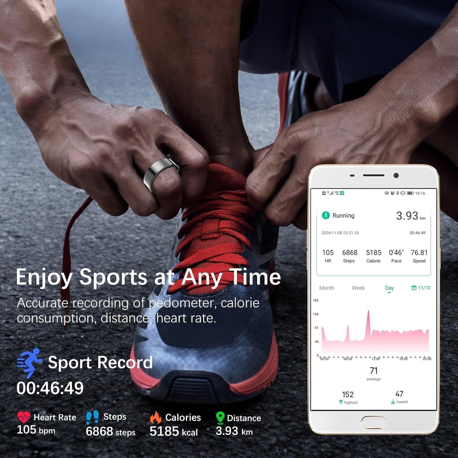 Anillo Inteligente KNGAD de Salud y Fitness Negro 6#