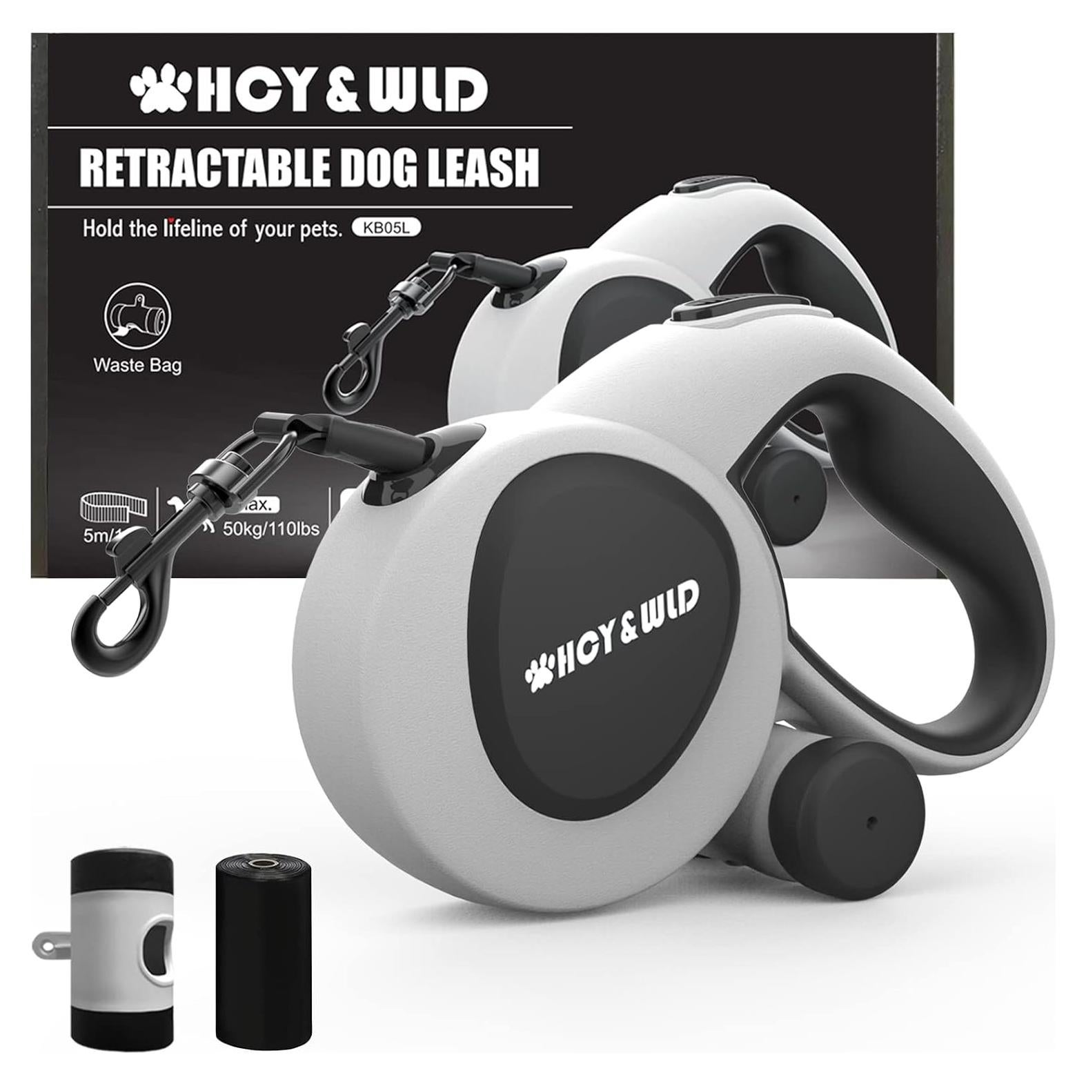 Correa Retráctil HCY&WLD 5m para Perros hasta 50kg con Dispensador