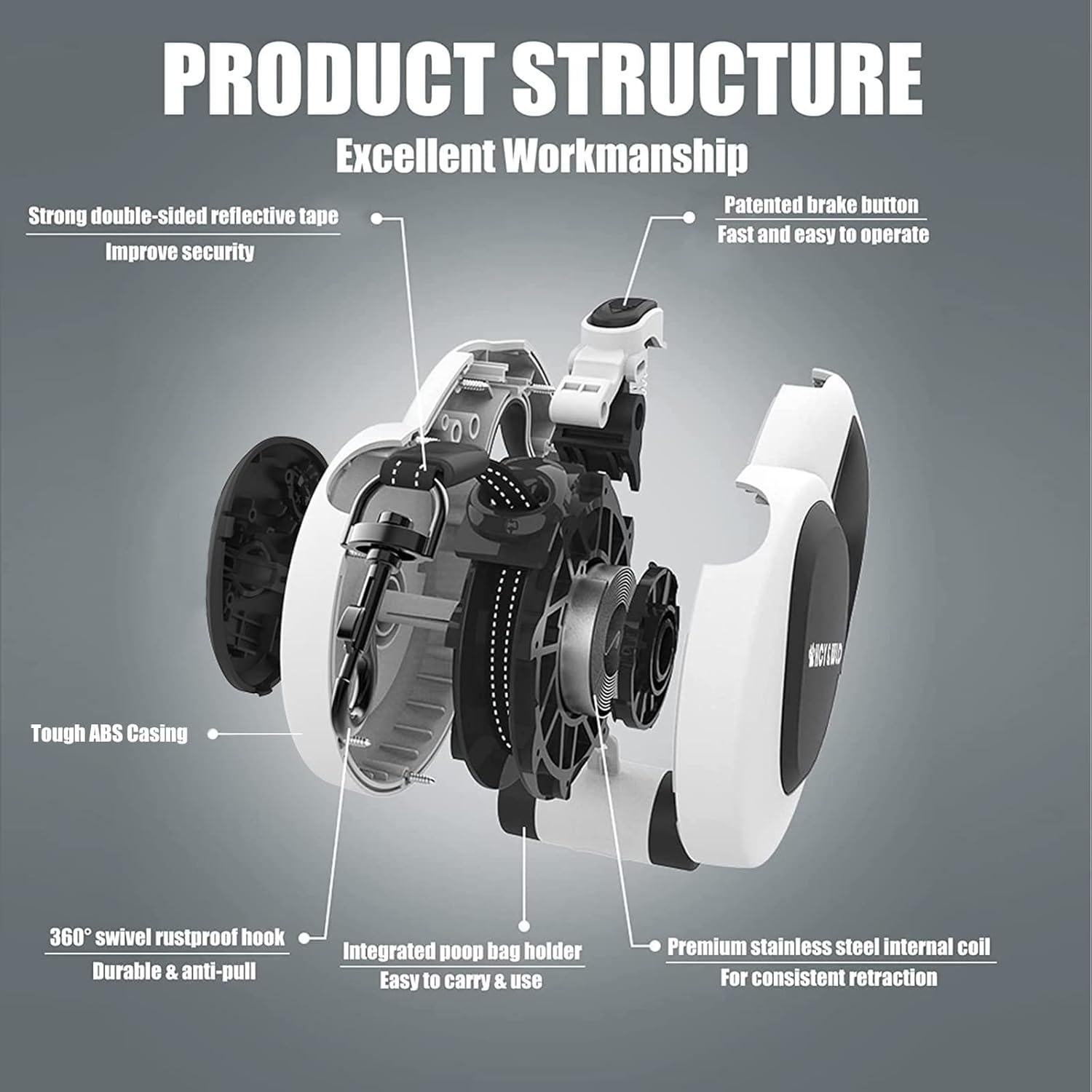 Correa Retráctil HCY&WLD 5m para Perros hasta 50kg con Dispensador