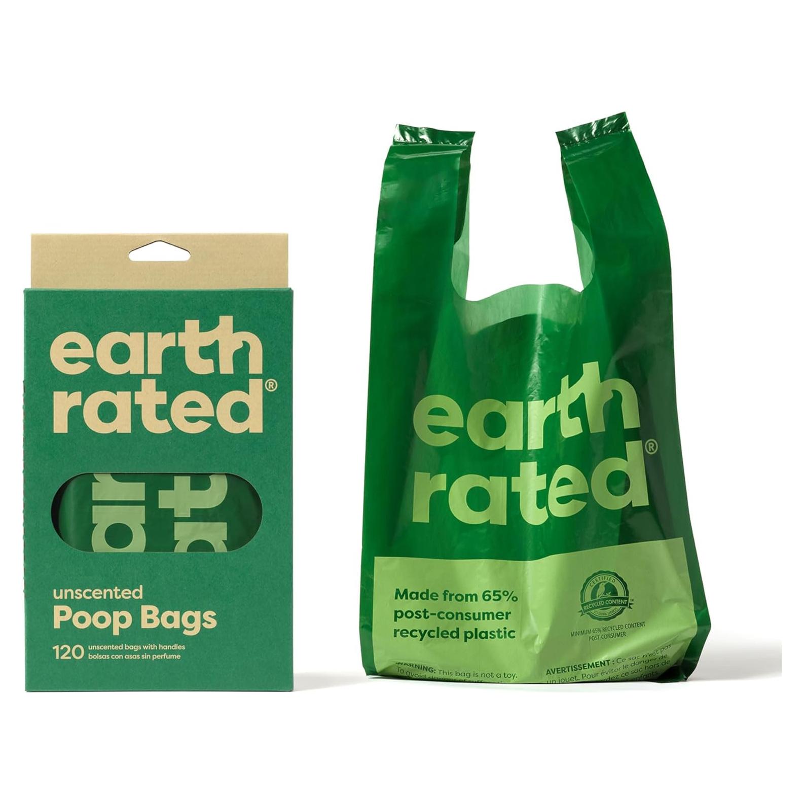 Bolsas para Excrementos de Perro Earth Rated, 120 Unidades, Extra Anchas, 100% a Prueba de Fugas