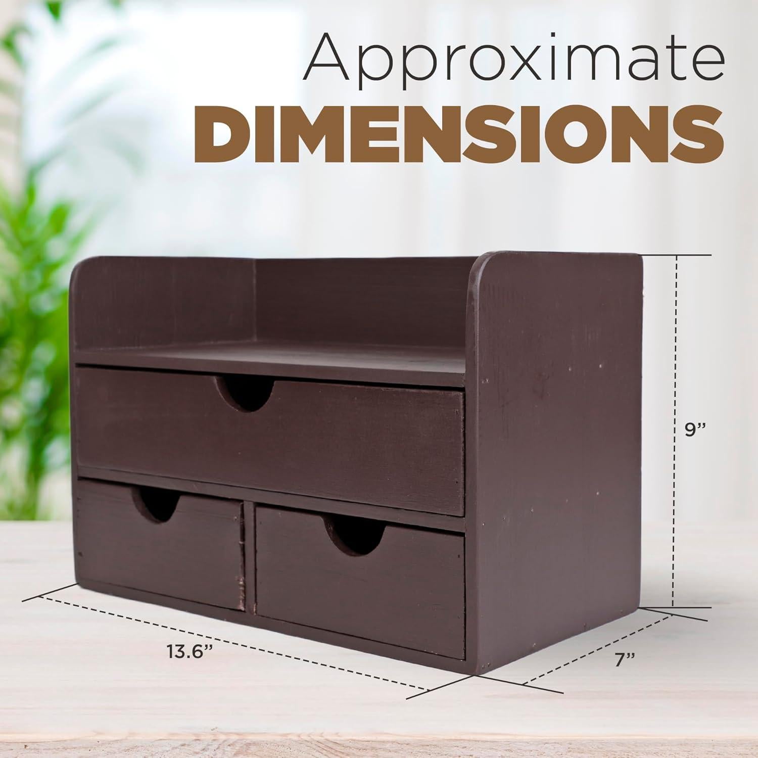 Organizador de Escritorio de Madera Besti - 3 Cajones y Estante