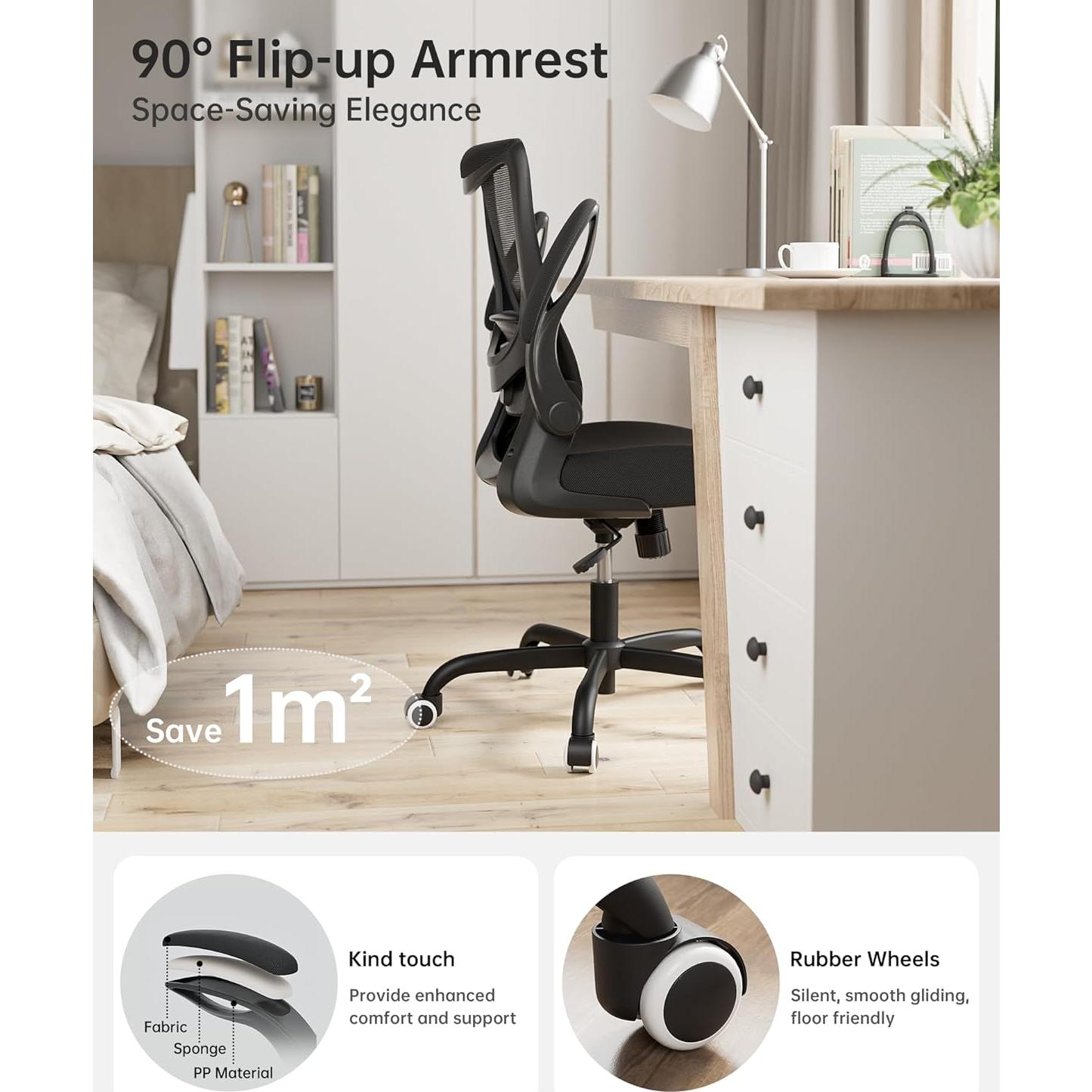 Silla de Oficina Ergonómica MUXX.STIL UMB01BK01 Negra con Soporte Lumbar