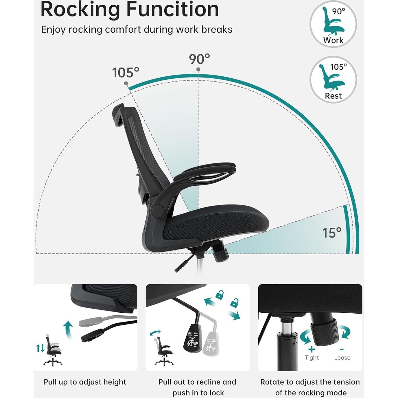 Silla de Oficina Ergonómica MUXX.STIL UMB01BK01 Negra con Soporte Lumbar