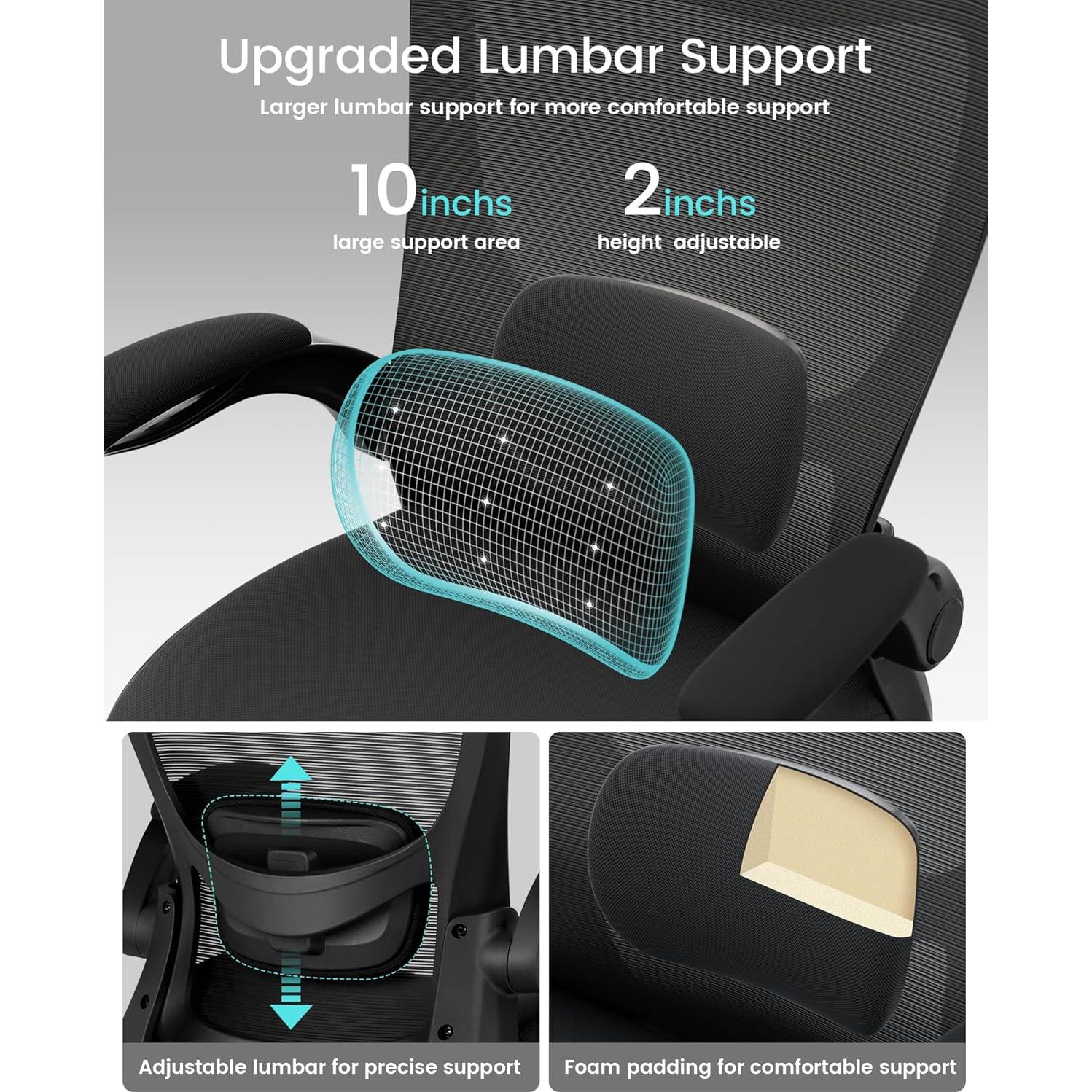 Silla de Oficina Ergonómica MUXX.STIL UMB01BK01 Negra con Soporte Lumbar