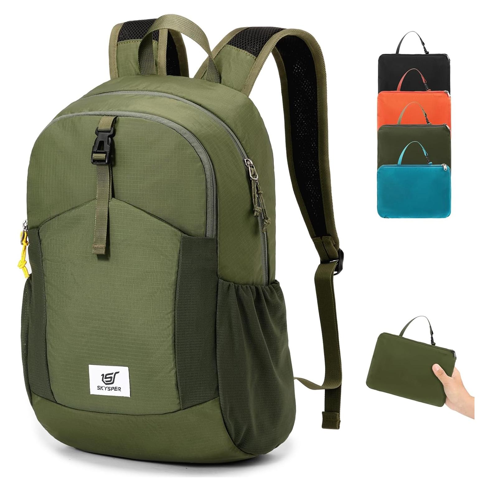 Mochila de Senderismo Plegable SKYSPER 20L Verde Militar