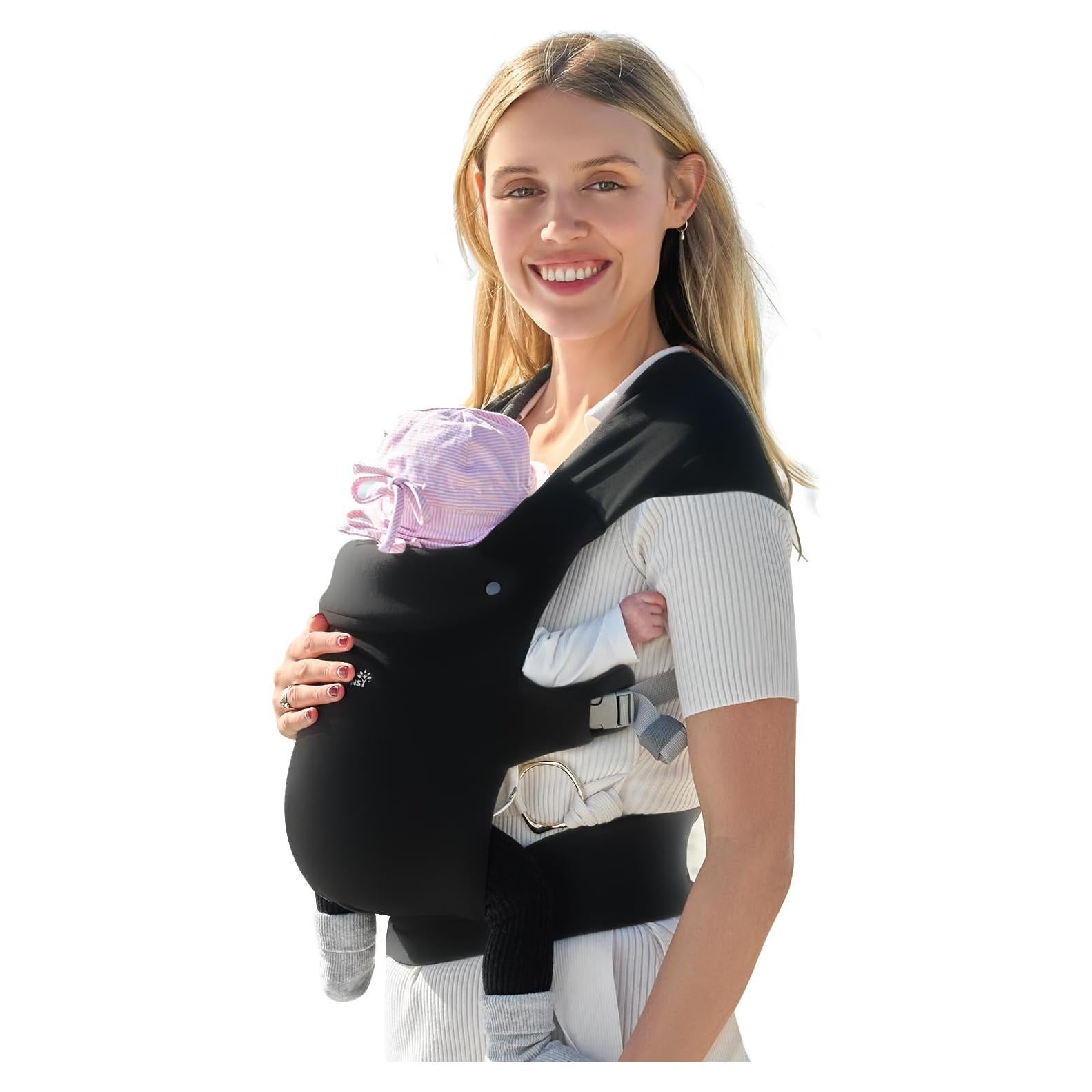 Fular Portabebés GROWNSY Ergonómico Negro 0.45kg 3.18-15.88kg