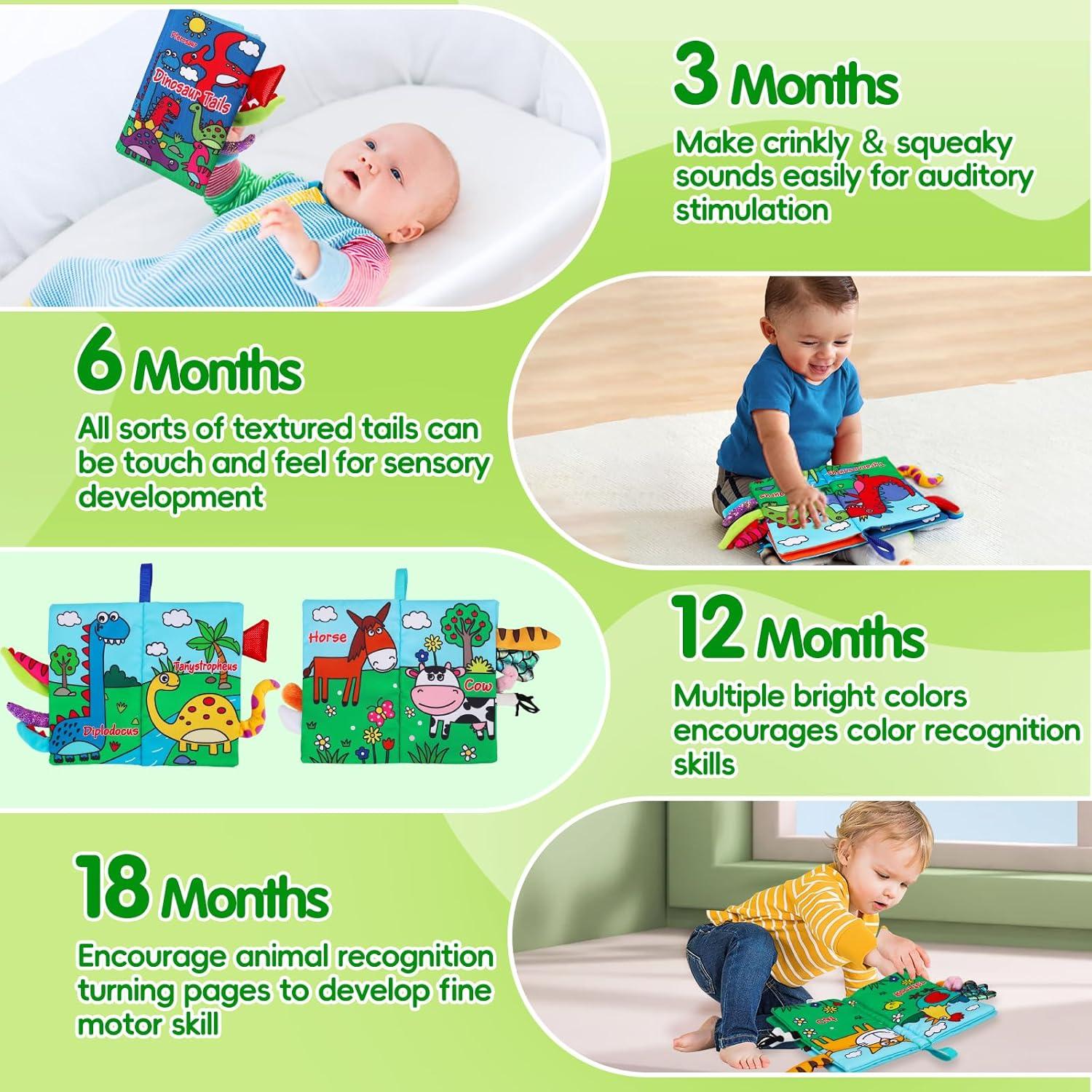 Libros de Tela Sensoriales para Bebés Thremhoo - 2 Pcs