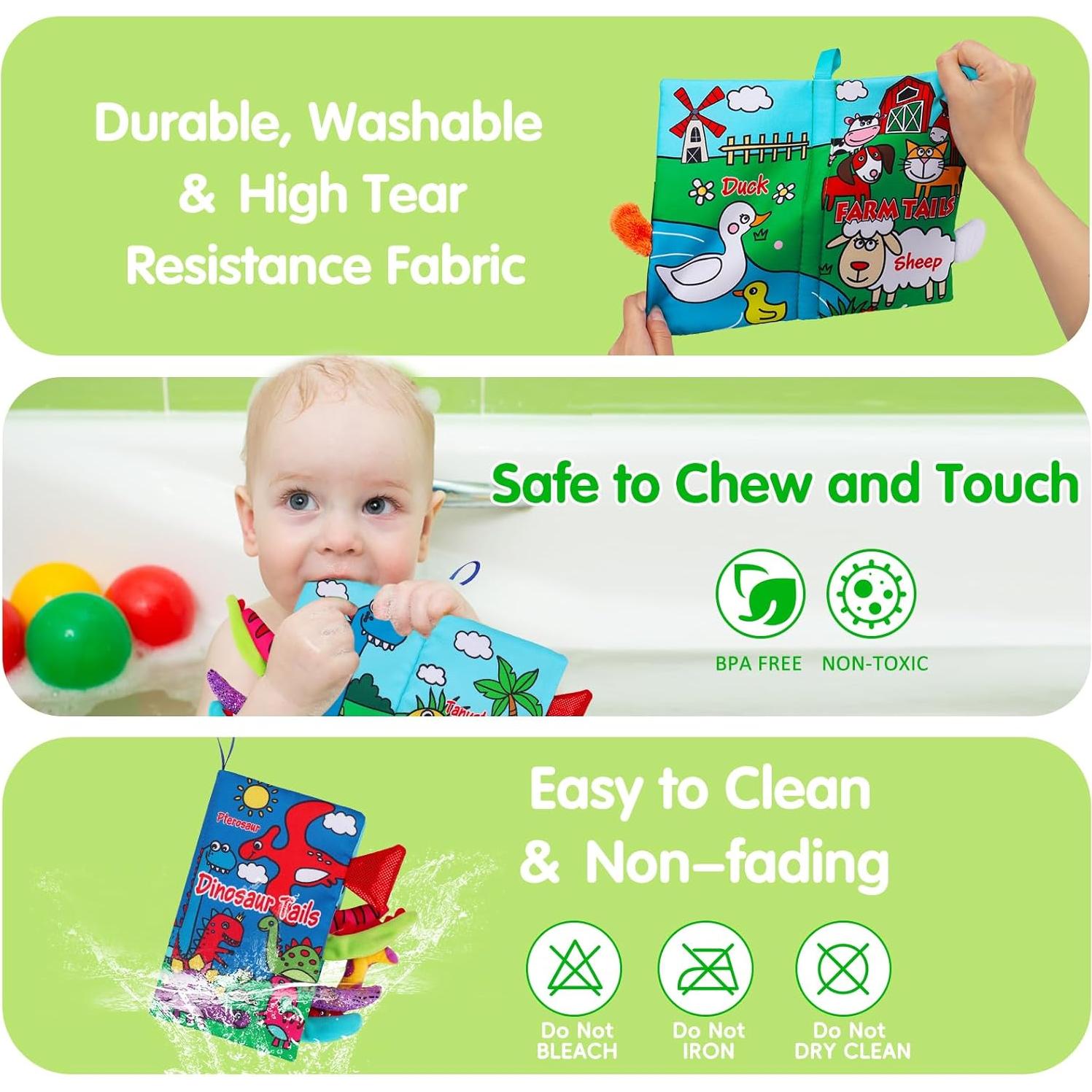 Libros de Tela Sensoriales para Bebés Thremhoo - 2 Pcs