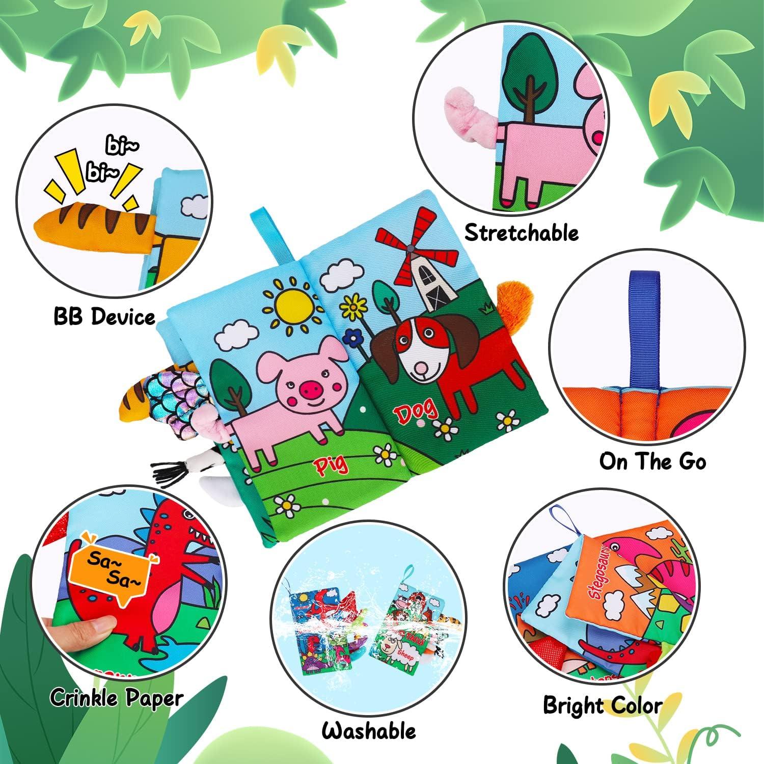 Libros de Tela Sensoriales para Bebés Thremhoo - 2 Pcs