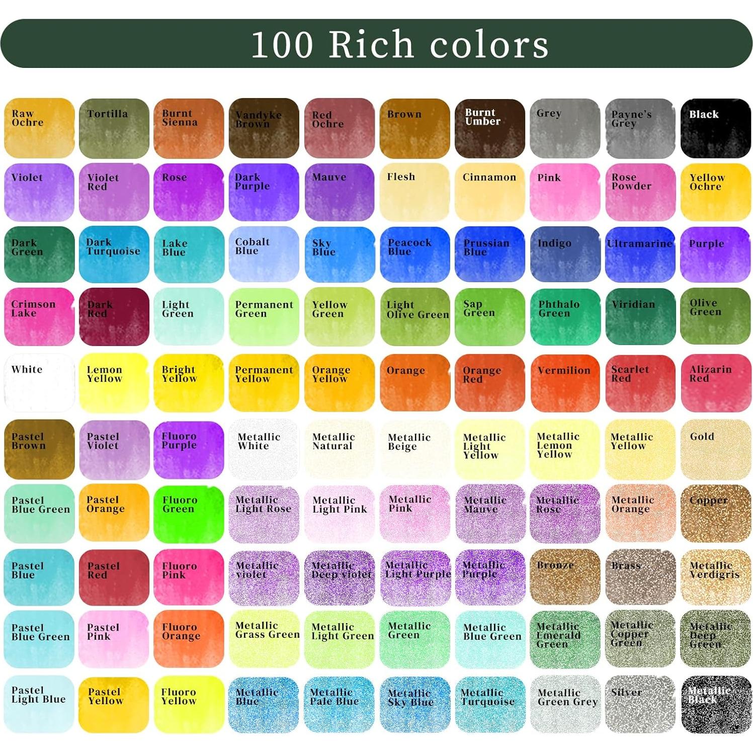 Set de Pintura Acuarela Artecho 100 Colores con Pinceles