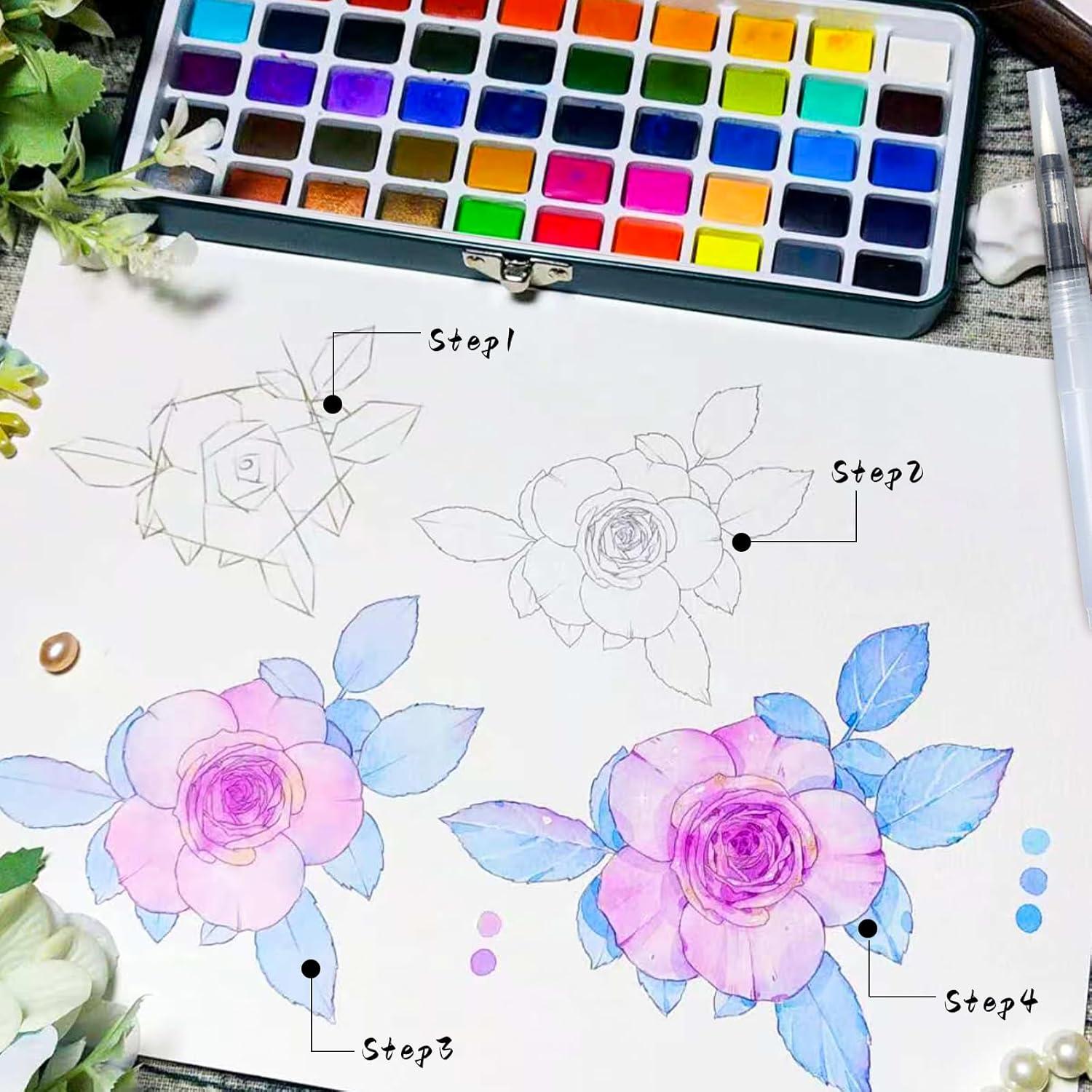 Set de Pintura Acuarela Artecho 100 Colores con Pinceles