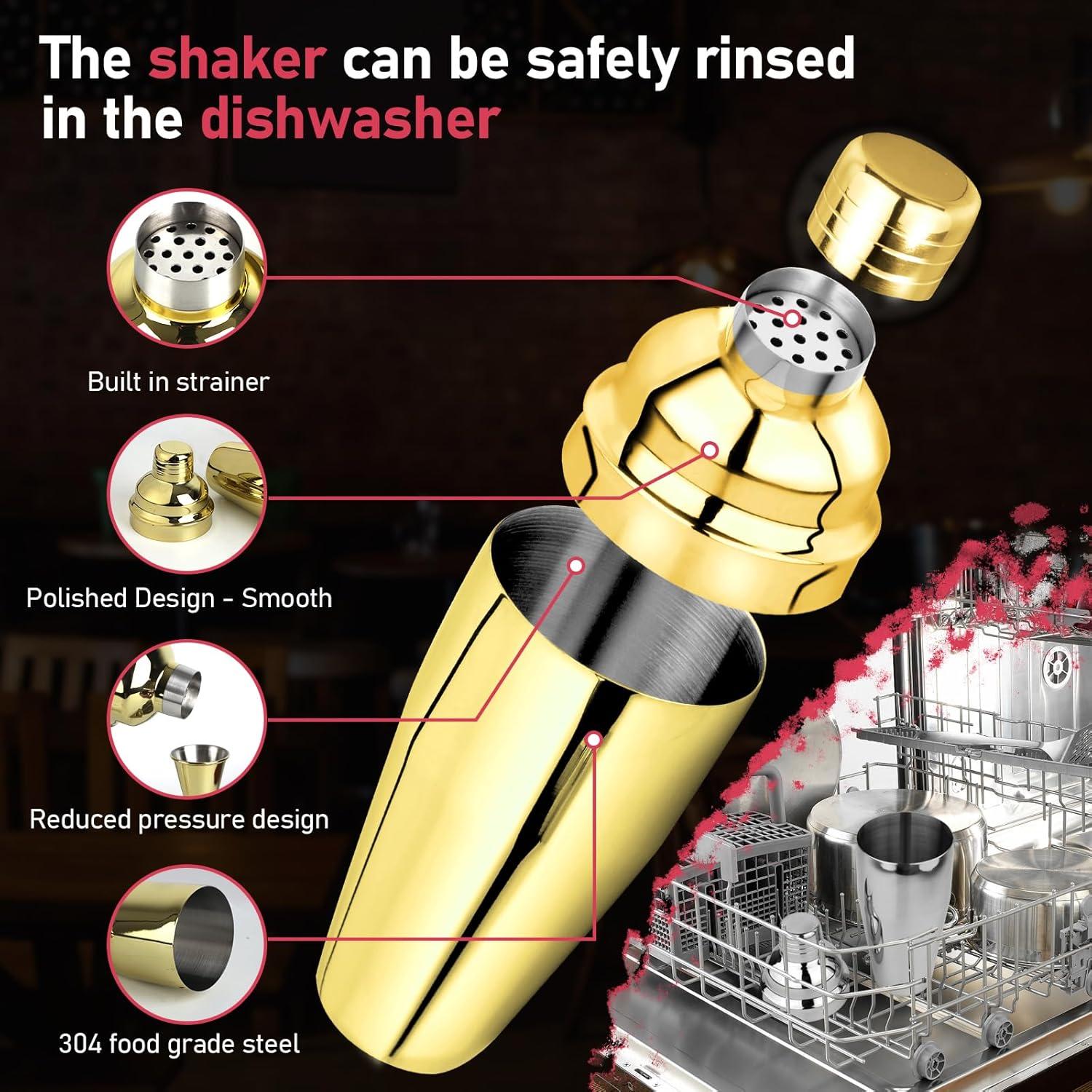 Set de Coctelera Profesional Mawisek 750ml 3 Piezas Dorado