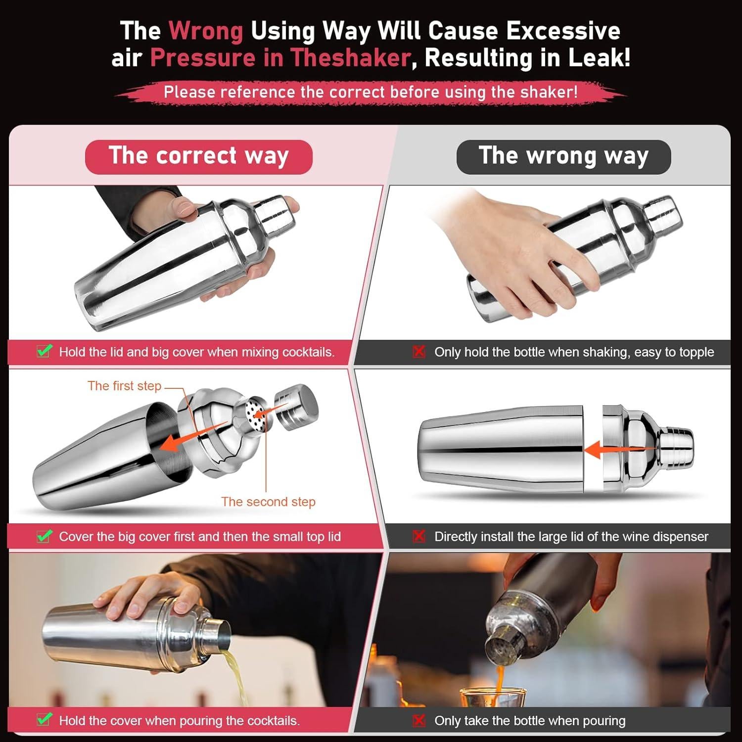 Set de Coctelera Profesional Mawisek 750ml 3 Piezas Dorado