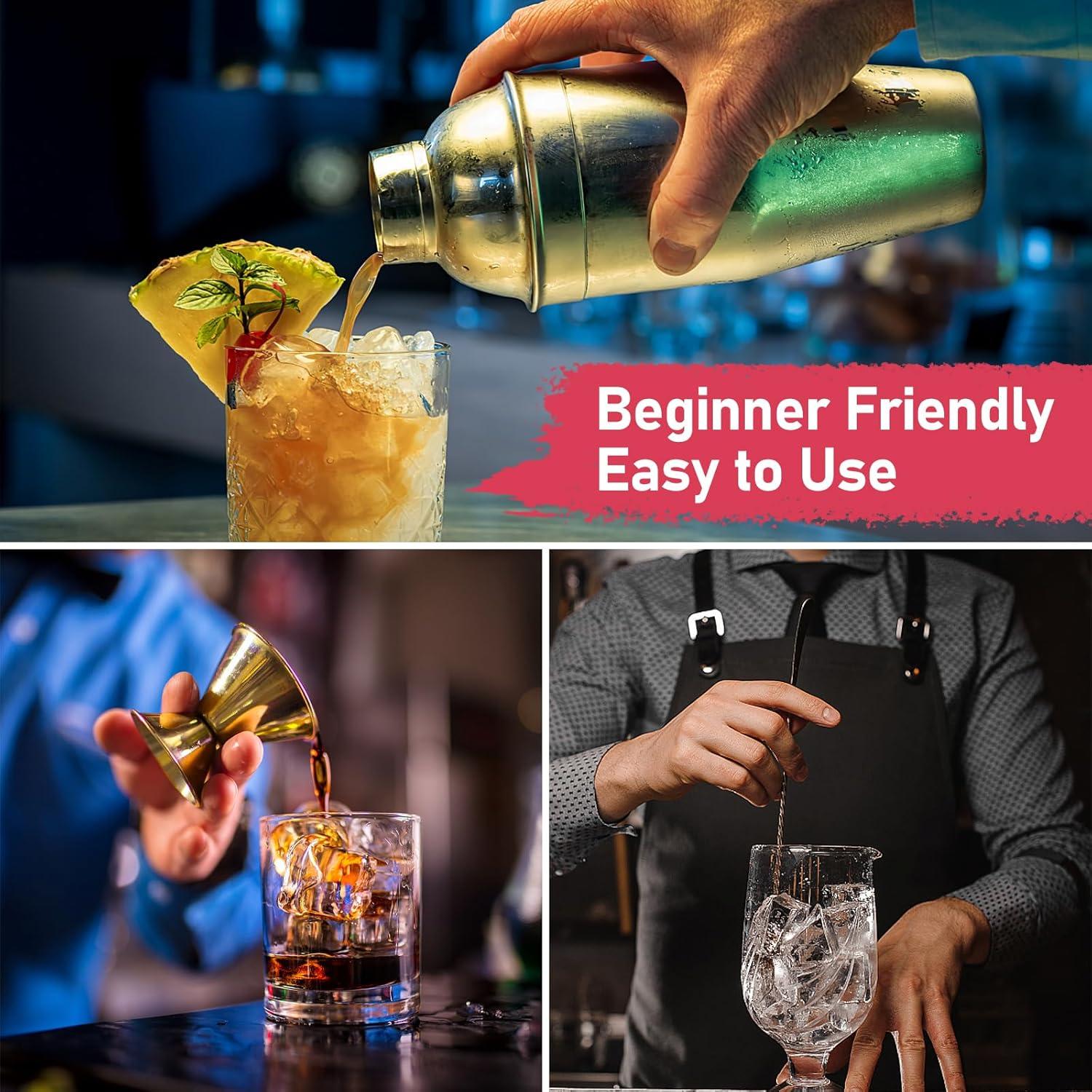 Set de Coctelera Profesional Mawisek 750ml 3 Piezas Dorado