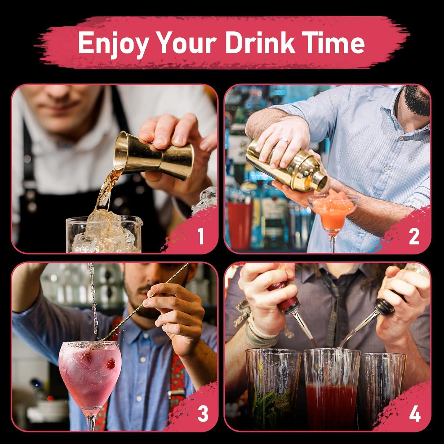 Set de Coctelera Profesional Mawisek 750ml 3 Piezas Dorado