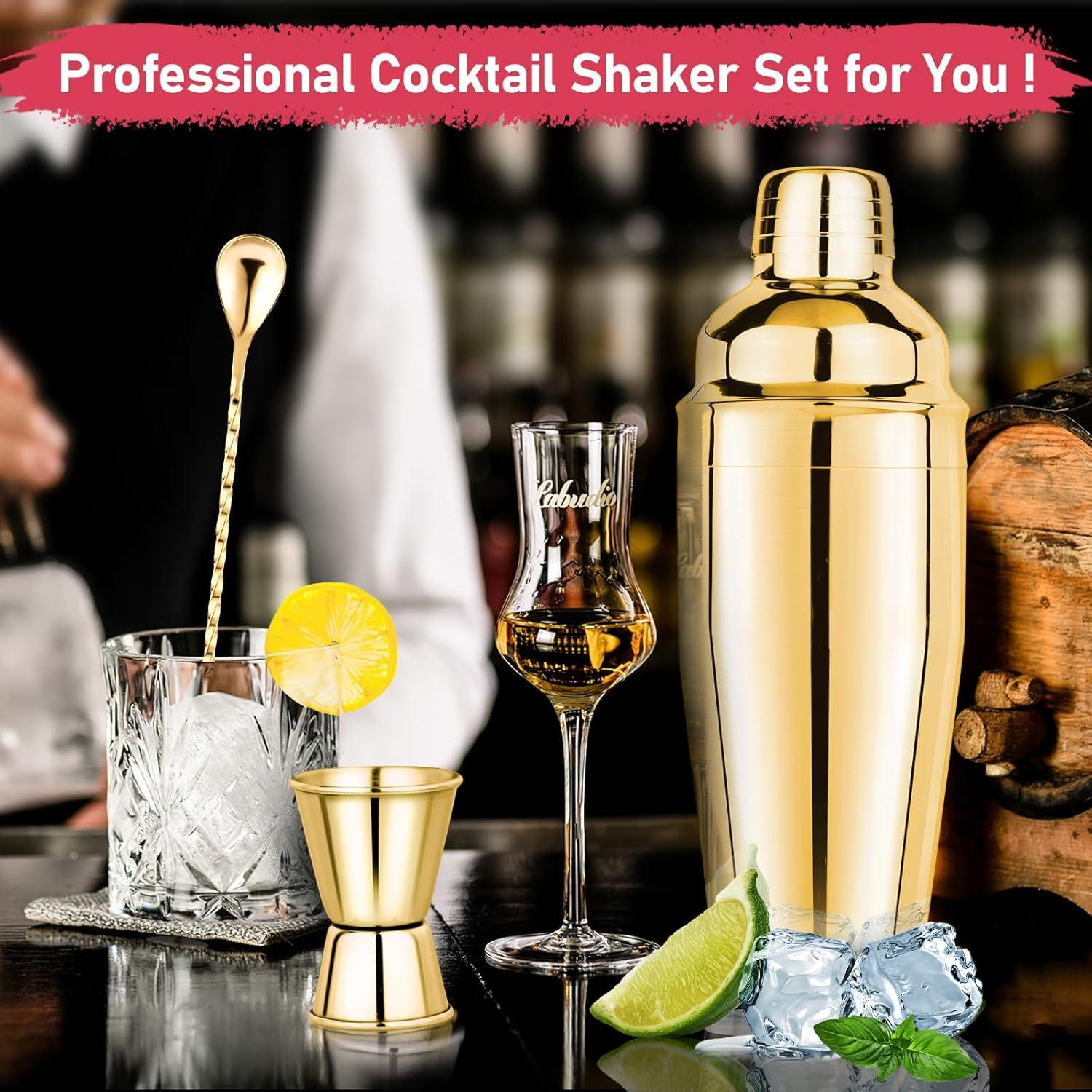 Set de Coctelera Profesional Mawisek 750ml 3 Piezas Dorado