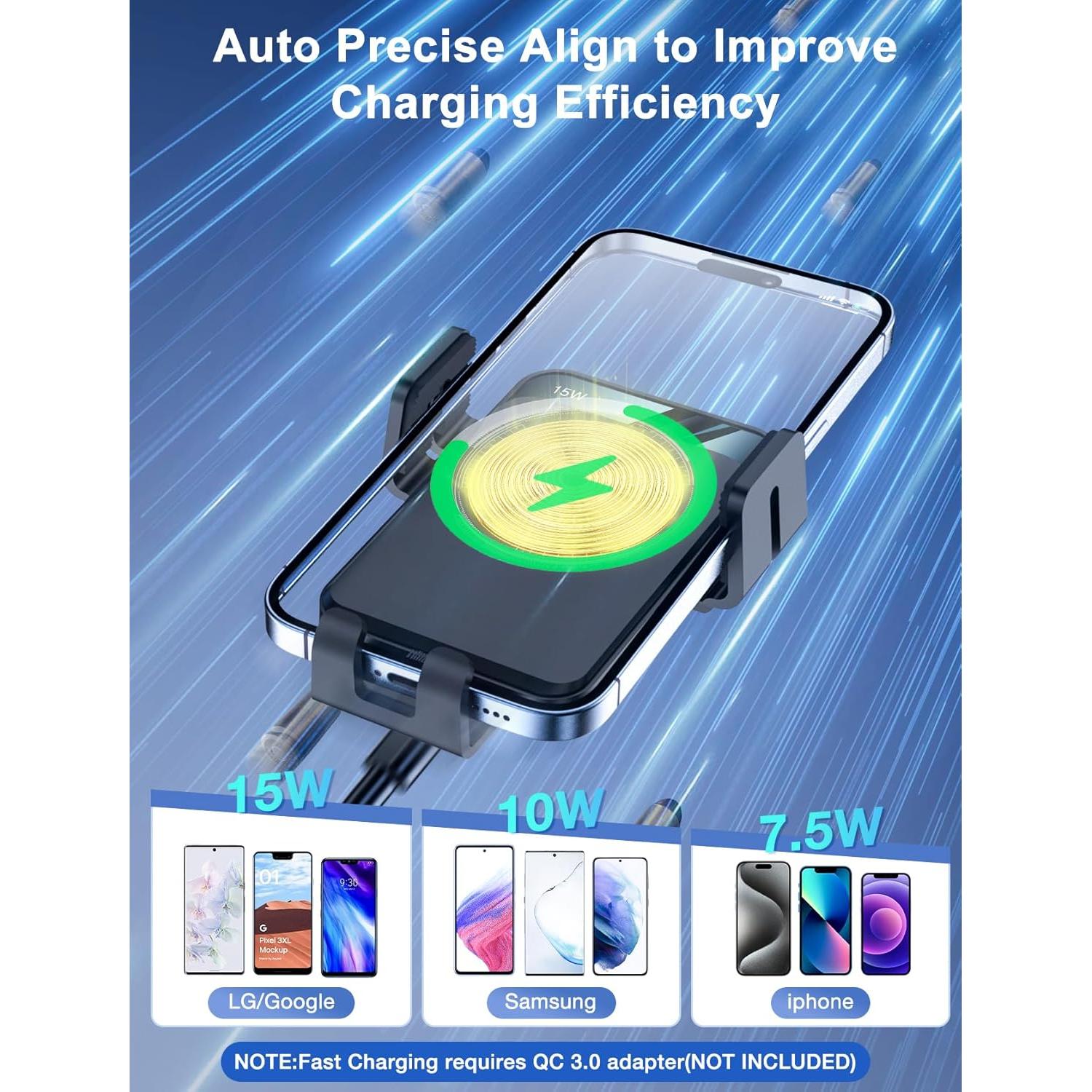 Cargador Inalámbrico para Auto MOKPR 15W Carga Rápida