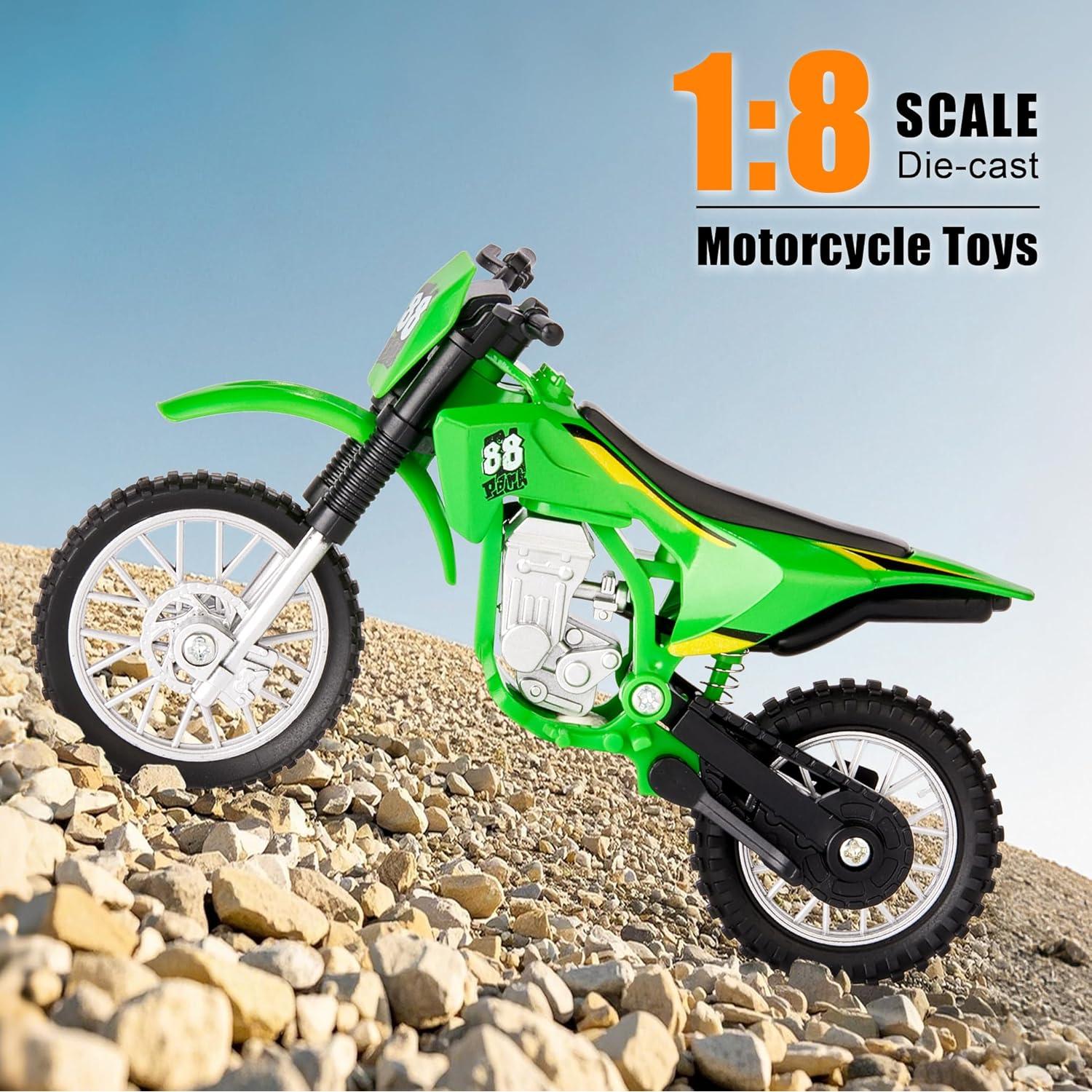 Juguete Motocicleta de Tierra Gogogomoto 1:8 Verde con Soporte