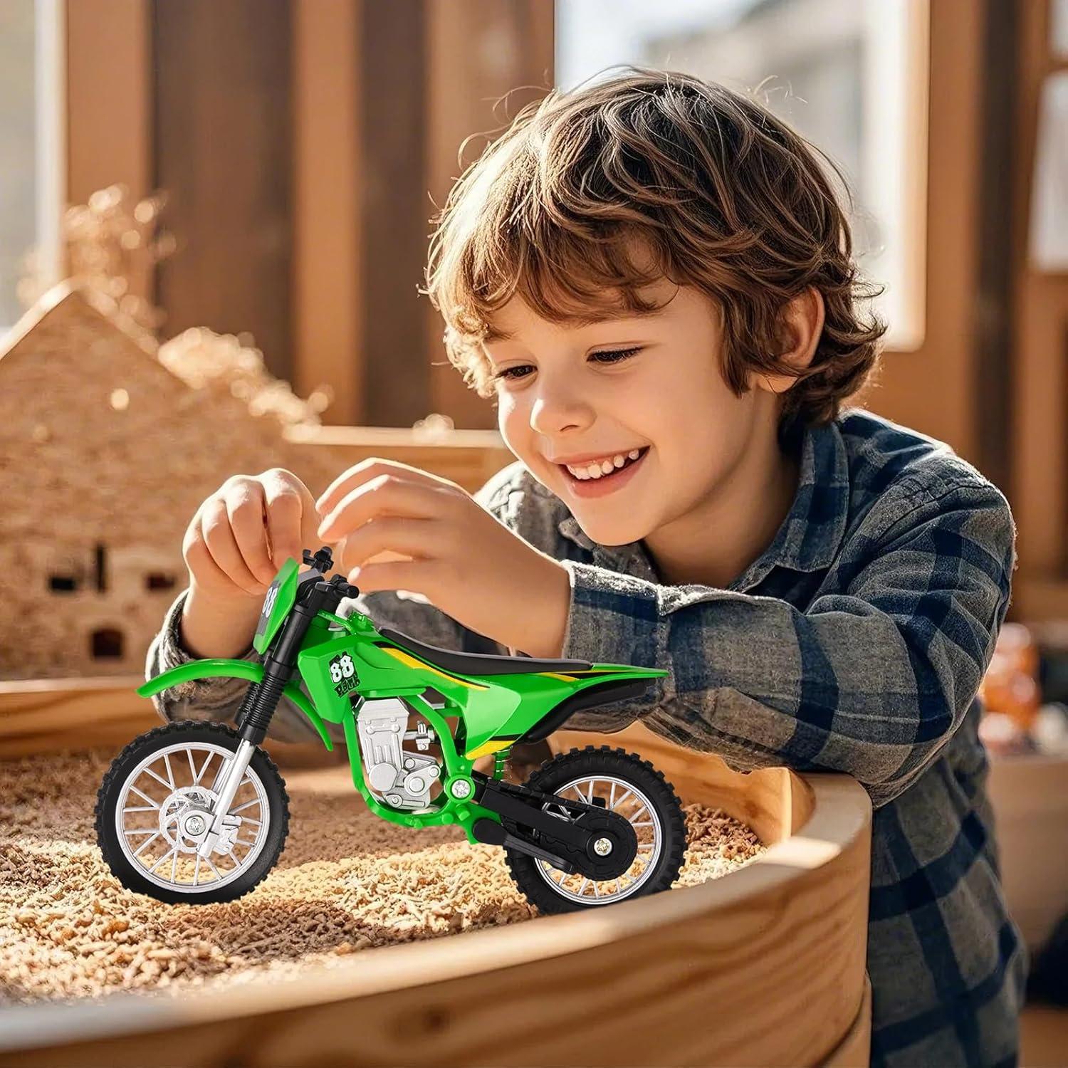 Juguete Motocicleta de Tierra Gogogomoto 1:8 Verde con Soporte