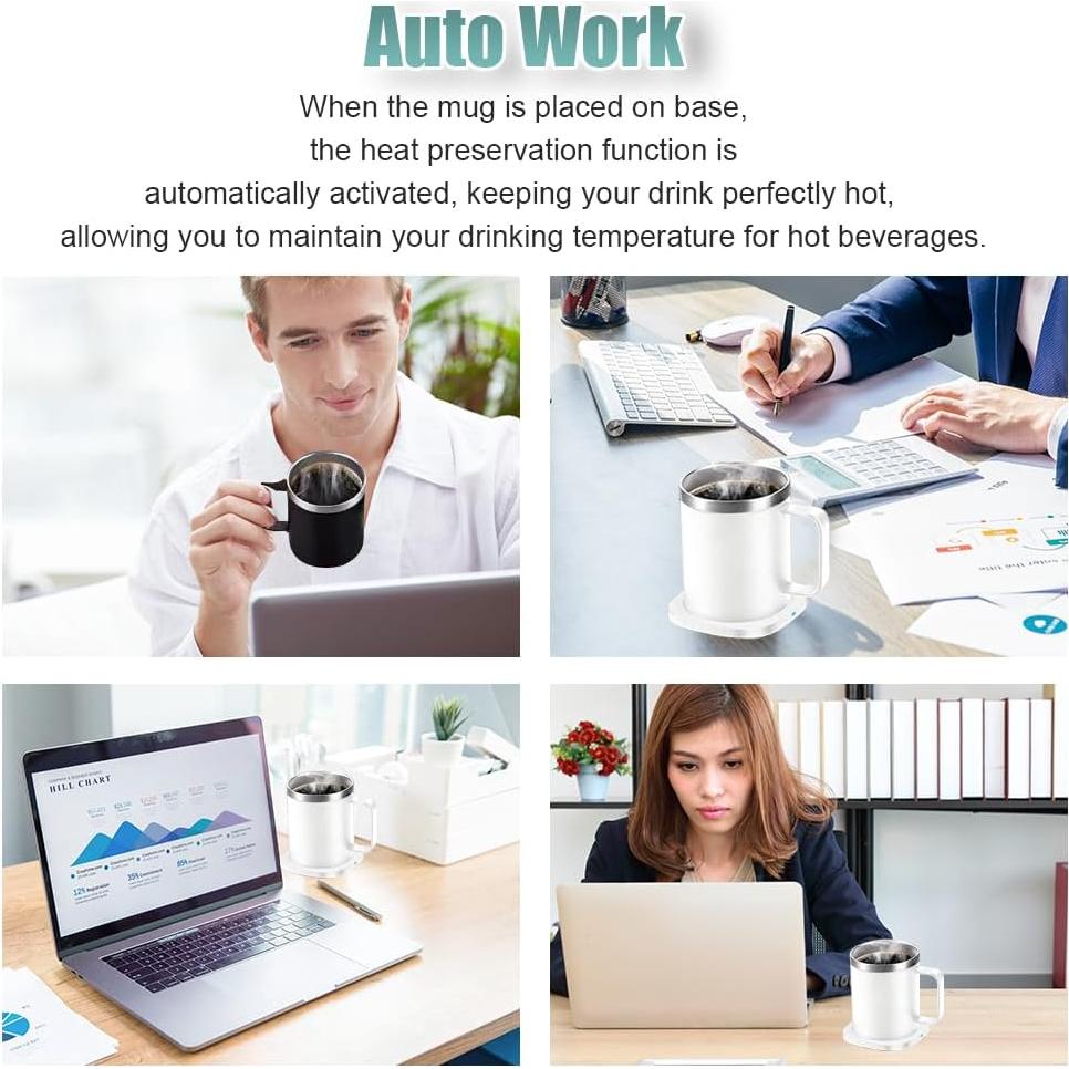 Juego de Taza Calentador Inteligente WOOLALA 11oz Acero Inoxidable