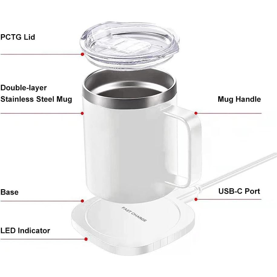 Juego de Taza Calentador Inteligente WOOLALA 11oz Acero Inoxidable