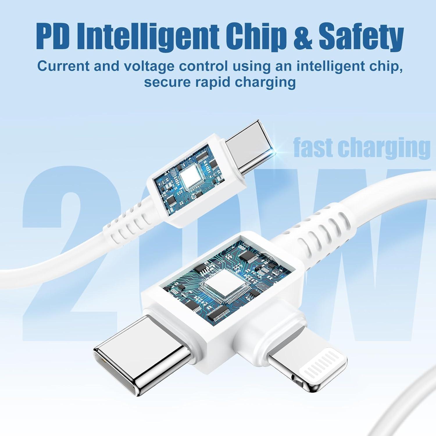 Cable de carga rápida USB C 2 en 1 para iPhone 3m - ZYH-J15