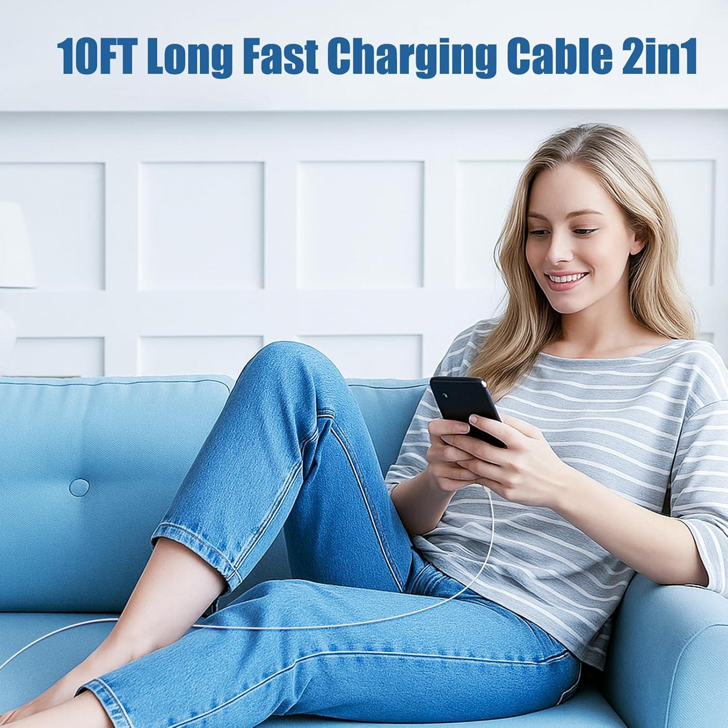 Cable de carga rápida USB C 2 en 1 para iPhone 3m - ZYH-J15