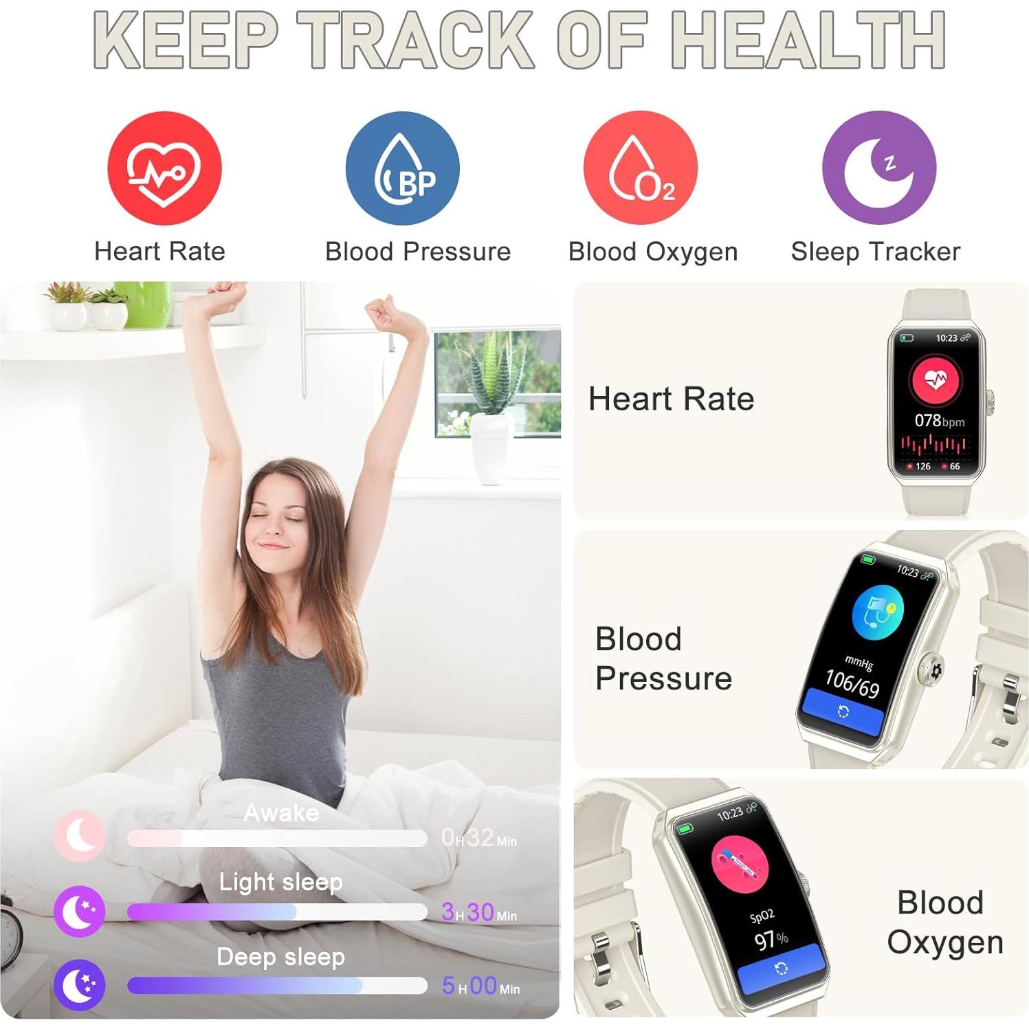 Rastreador de Fitness Moremore con Frecuencia Cardíaca y Sueño