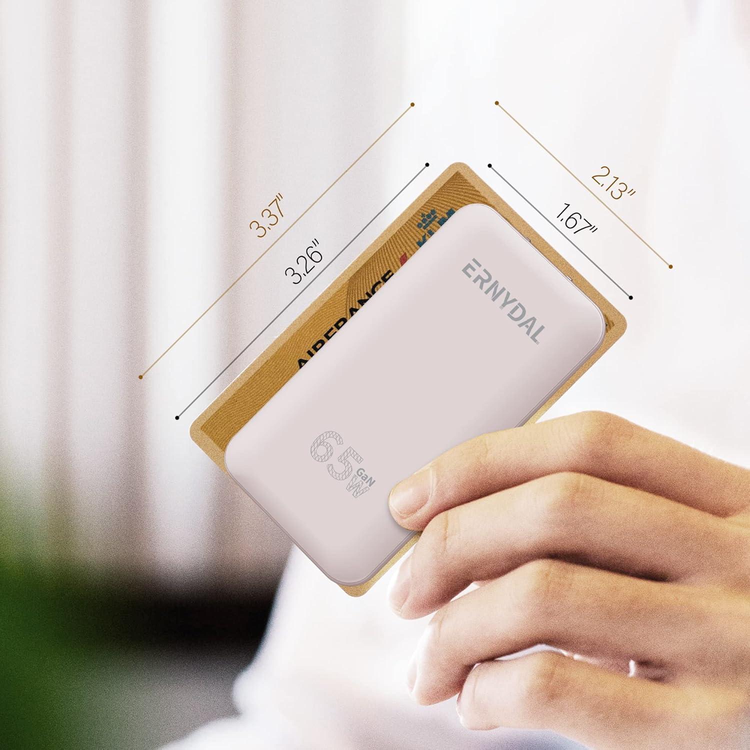 Cargador de pared USB C 65W Ernydal, ultra delgado y rápido