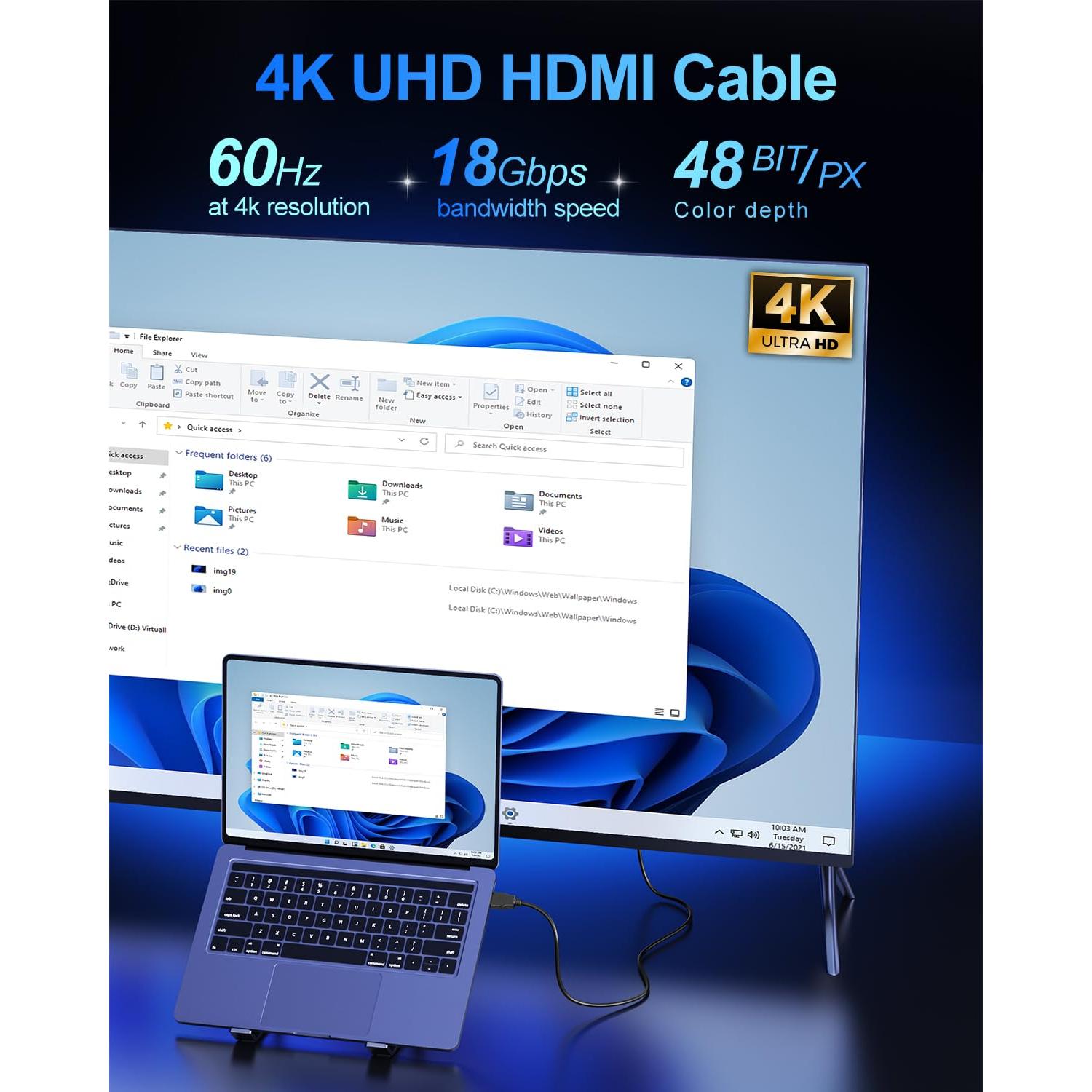 Cable HDMI 4K 1.83m DoroJepi 2-Pack Alta Velocidad
