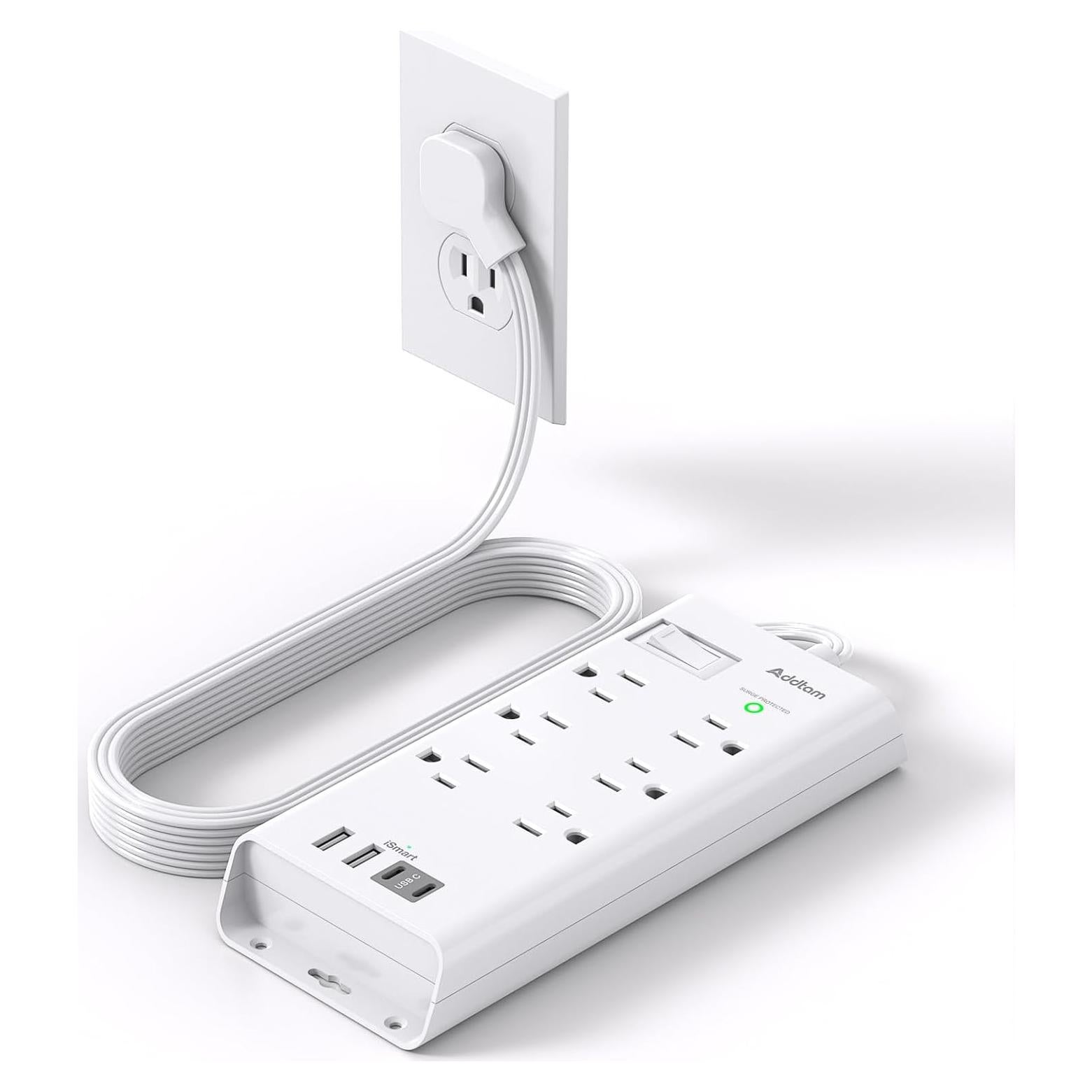 Regleta de Protección Addtam 1.5M 6 Salidas 4 USB