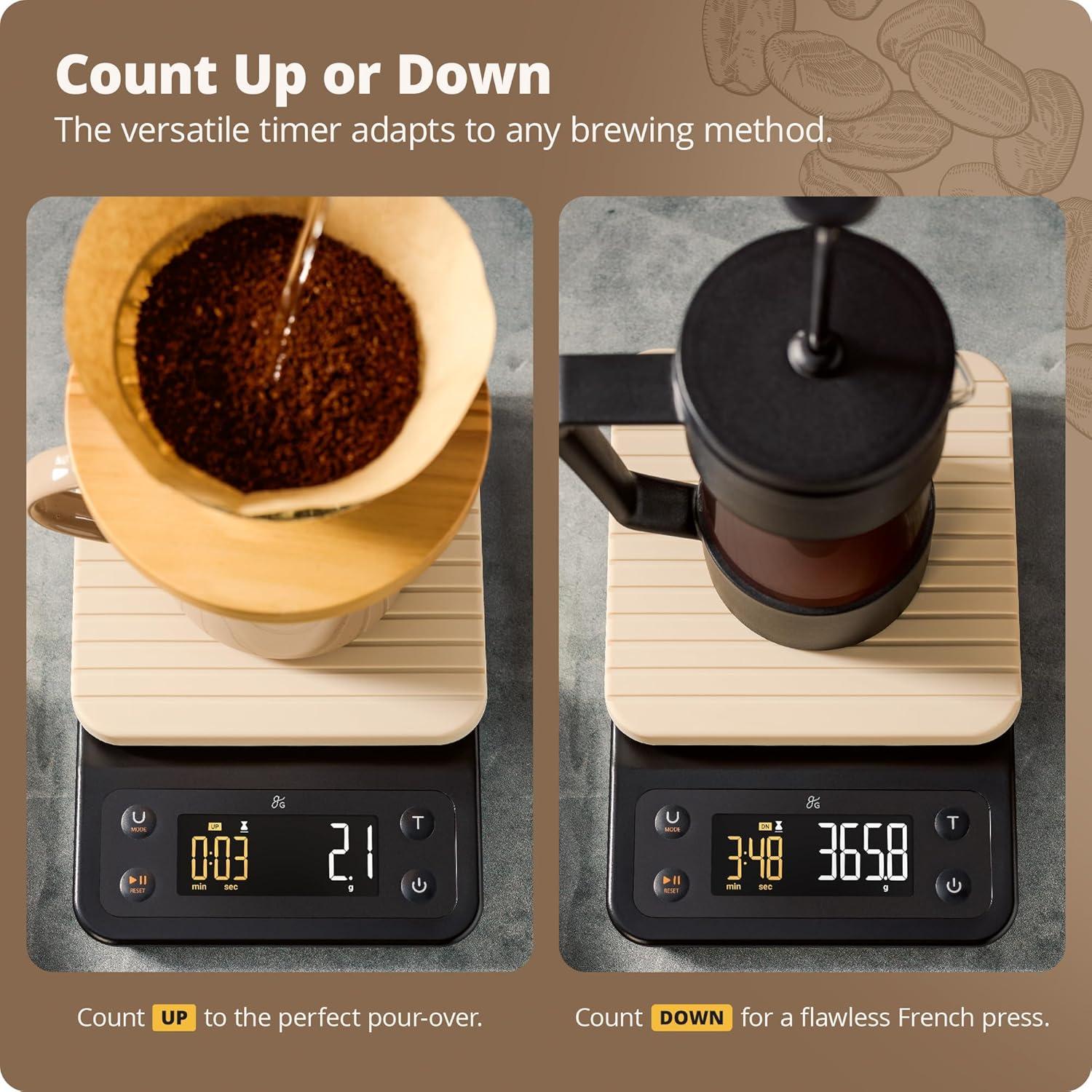Balanza Digital de Café Greater Goods 3kg 0.1g con Temporizador