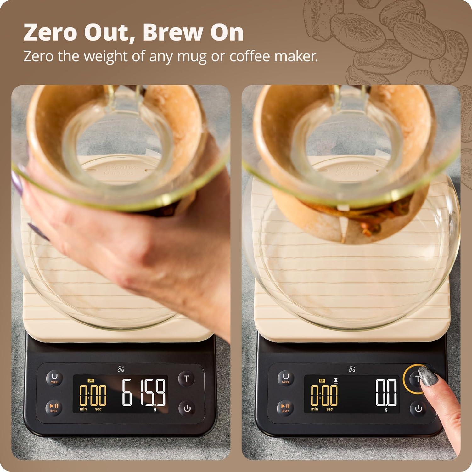 Balanza Digital de Café Greater Goods 3kg 0.1g con Temporizador